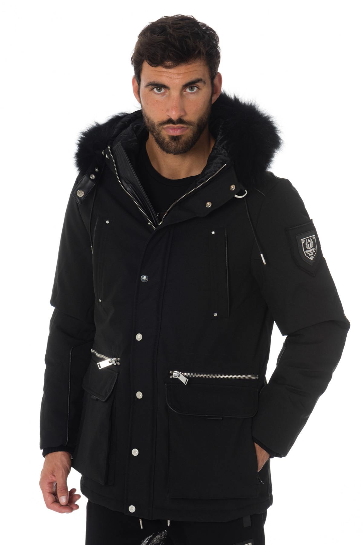 Horspist men's black parka with black collar - Image n°8