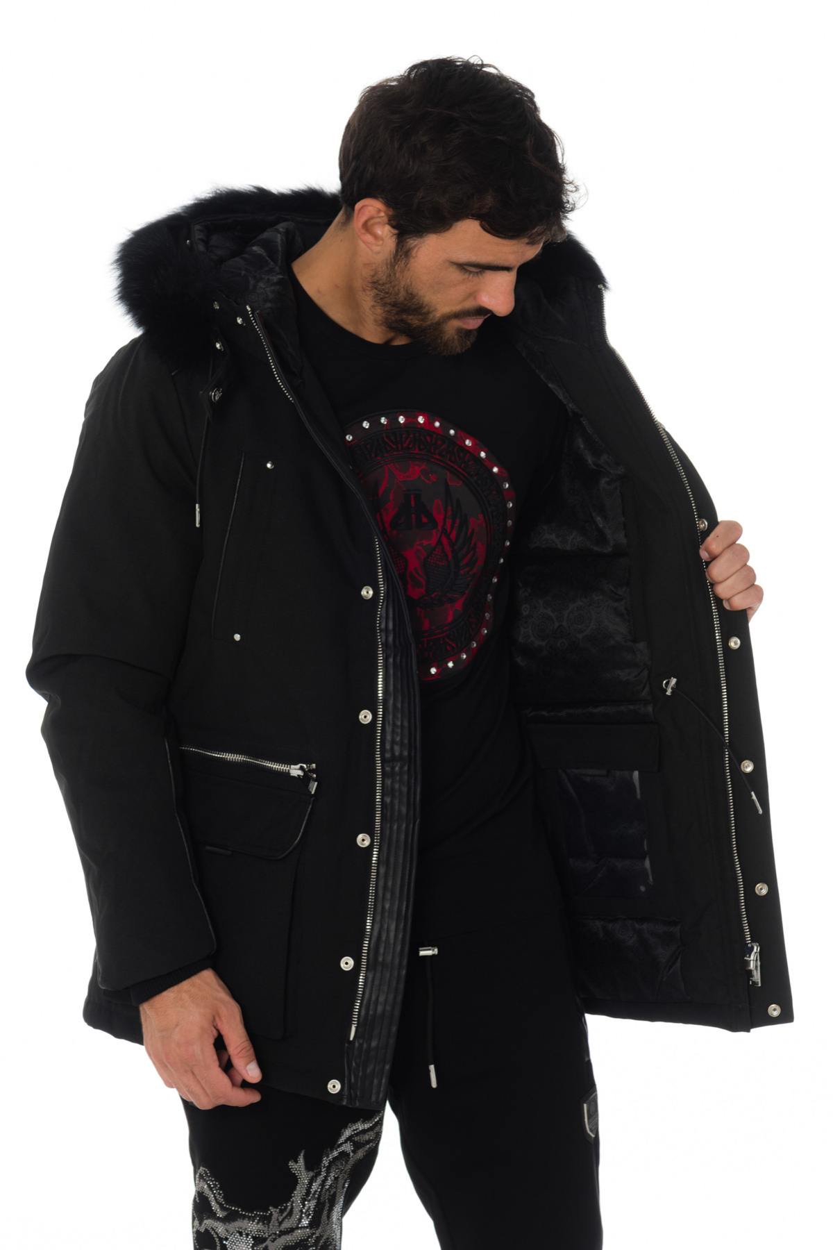 Horspist men's black parka with black collar - Image n°7