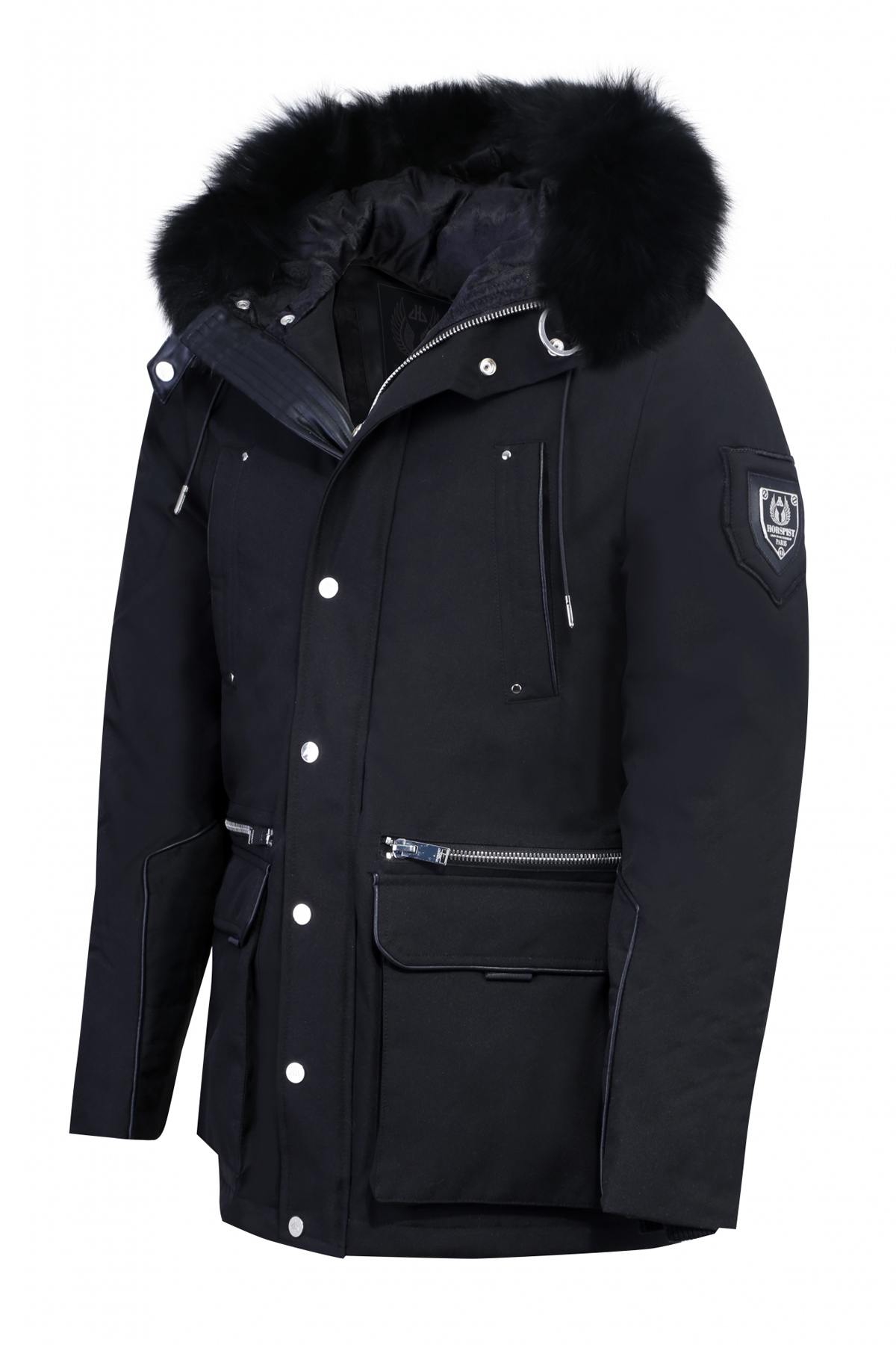 Horspist men's black parka with black collar - Image n°10