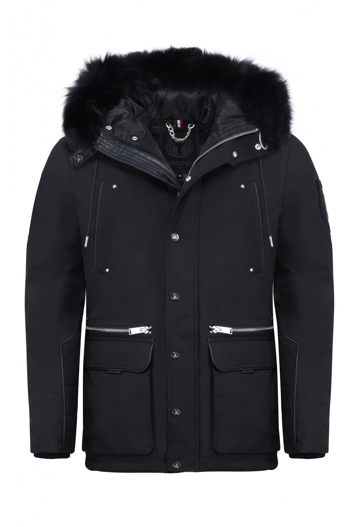 Horspist men's black parka with black collar - Image n°3