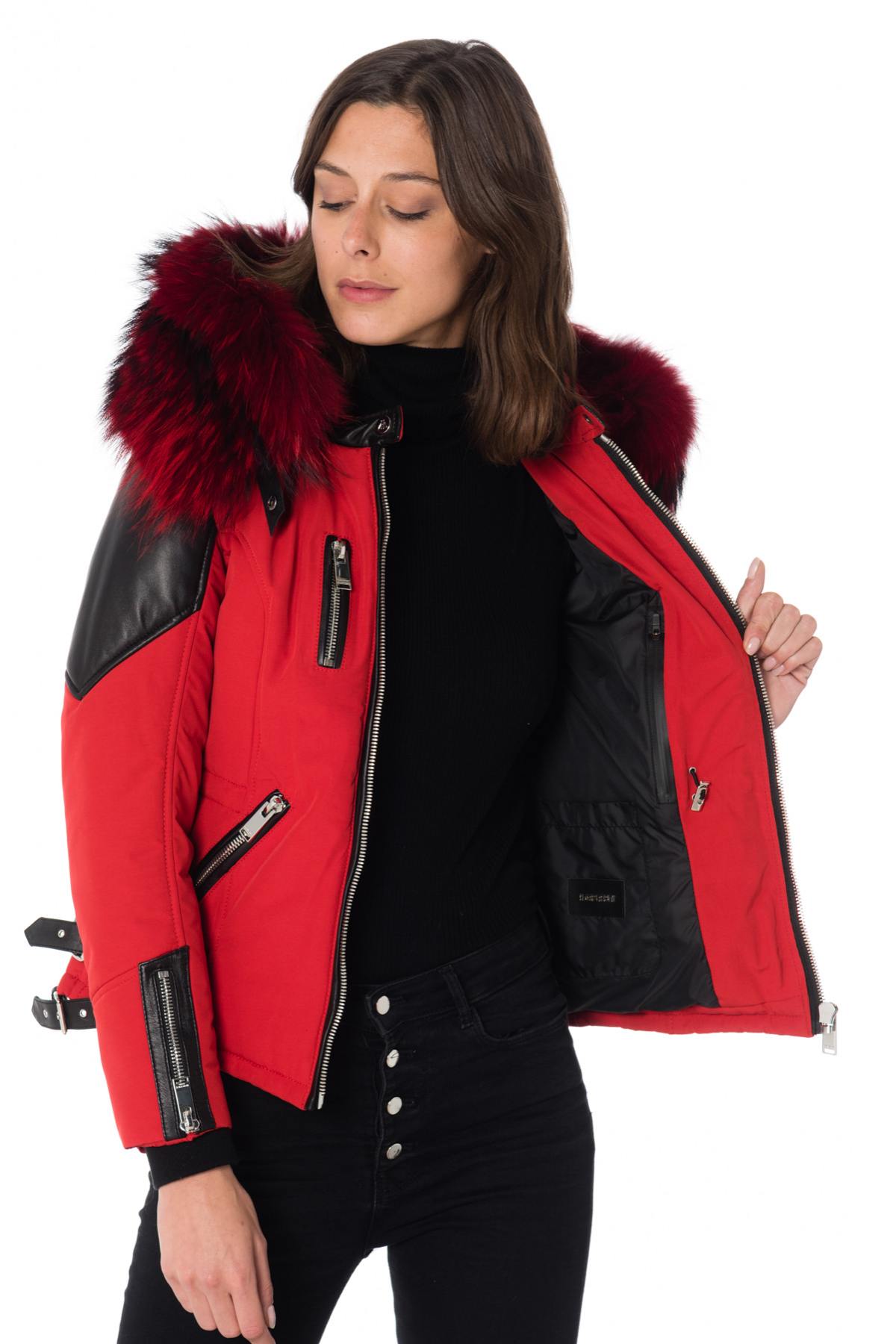 Horspist women's red/black down jacket with red collar - Image n°5