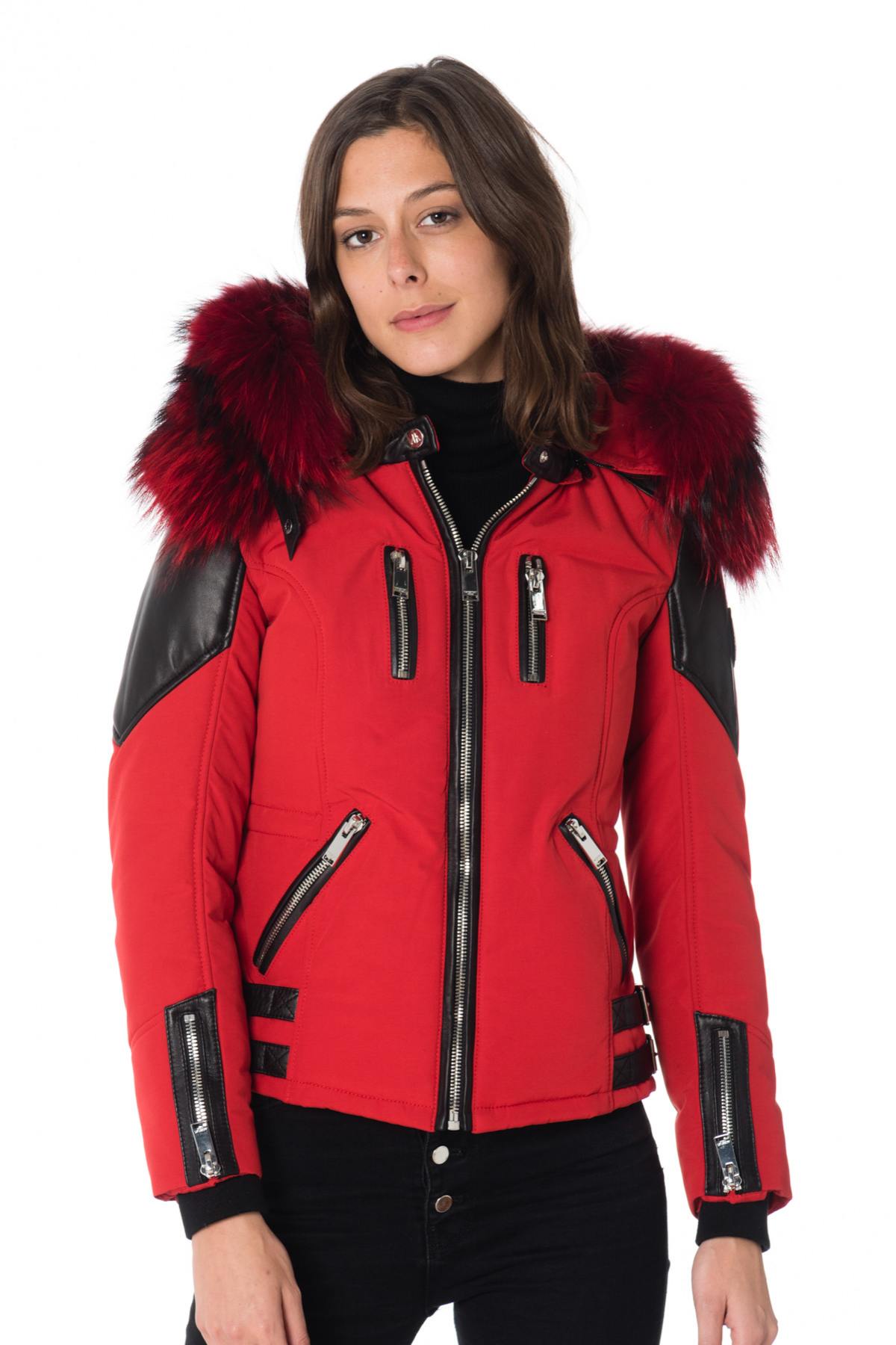 Horspist women's red/black down jacket with red collar - Image n°3