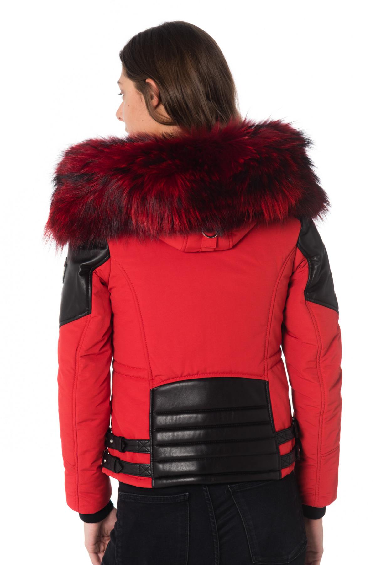 Horspist women's red/black down jacket with red collar - Image n°6