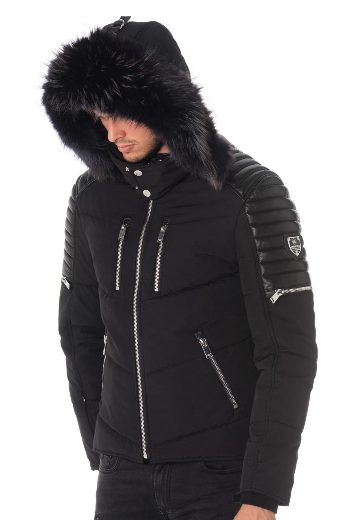 Horspist men's black down jacket with black collar - Image n°4