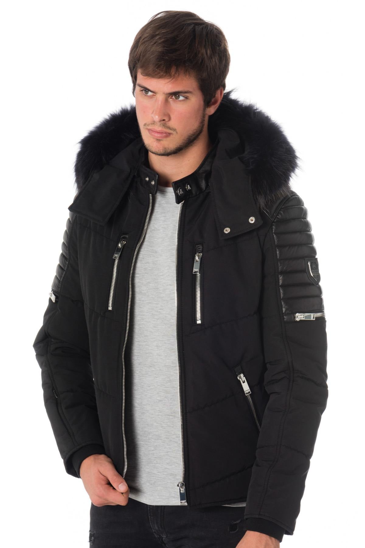 Horspist men's black down jacket with black collar - Image n°7