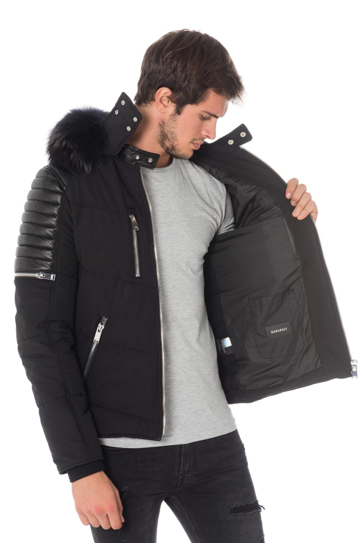 Horspist men's black down jacket with black collar - Image n°8