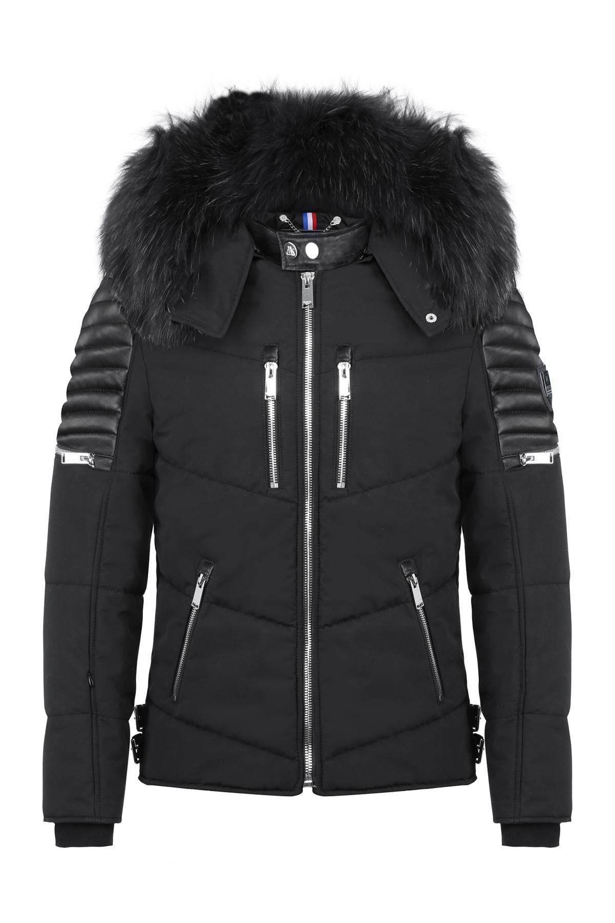 Horspist men's black down jacket with black collar - Image n°3