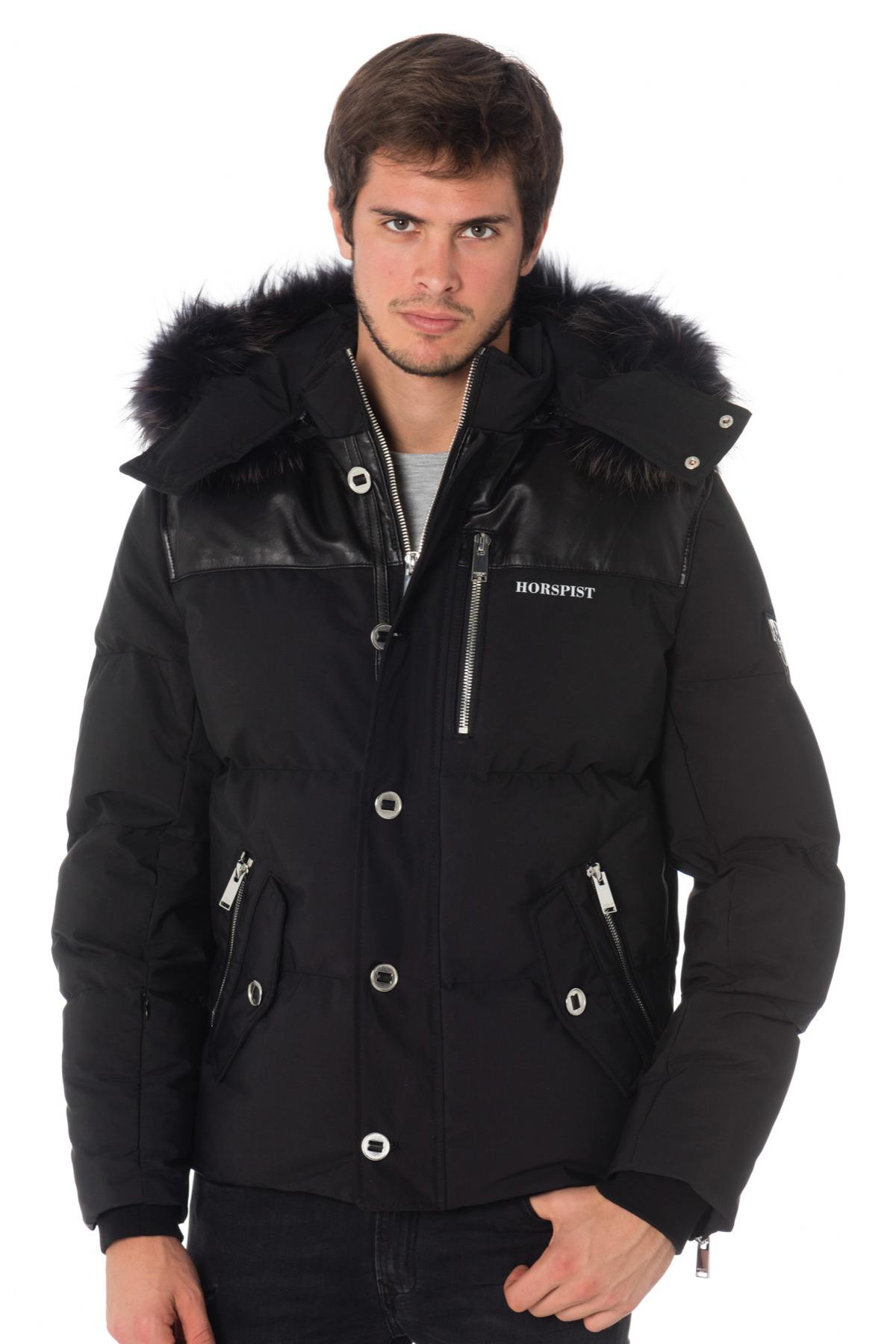 Horspist men's black down jacket with black collar - Image n°4