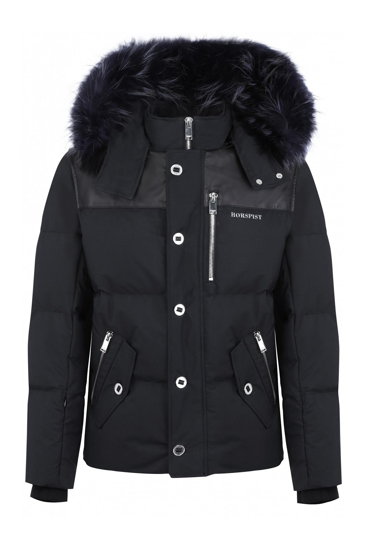 Horspist men's black down jacket with black collar - Image n°3