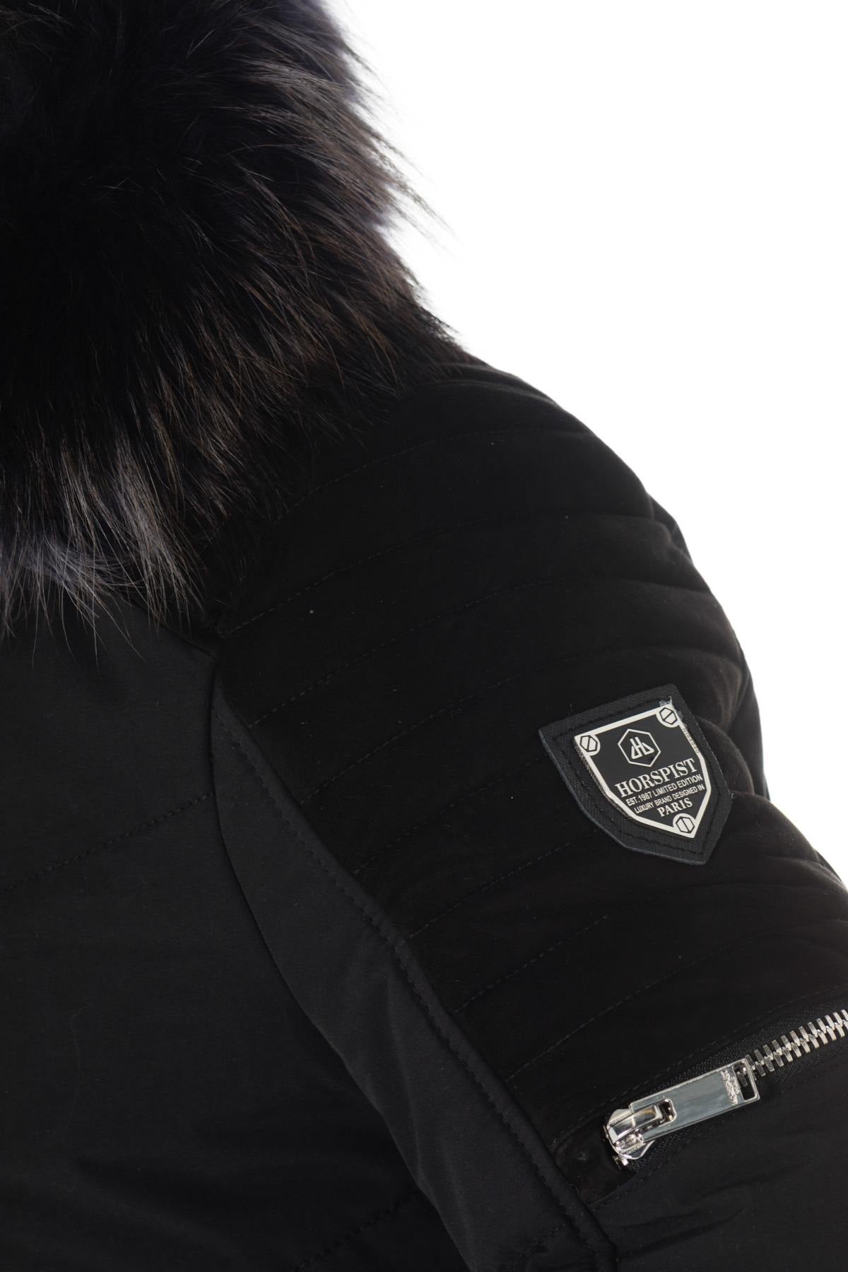 Horspist black down jacket with suede inserts - Image n°10