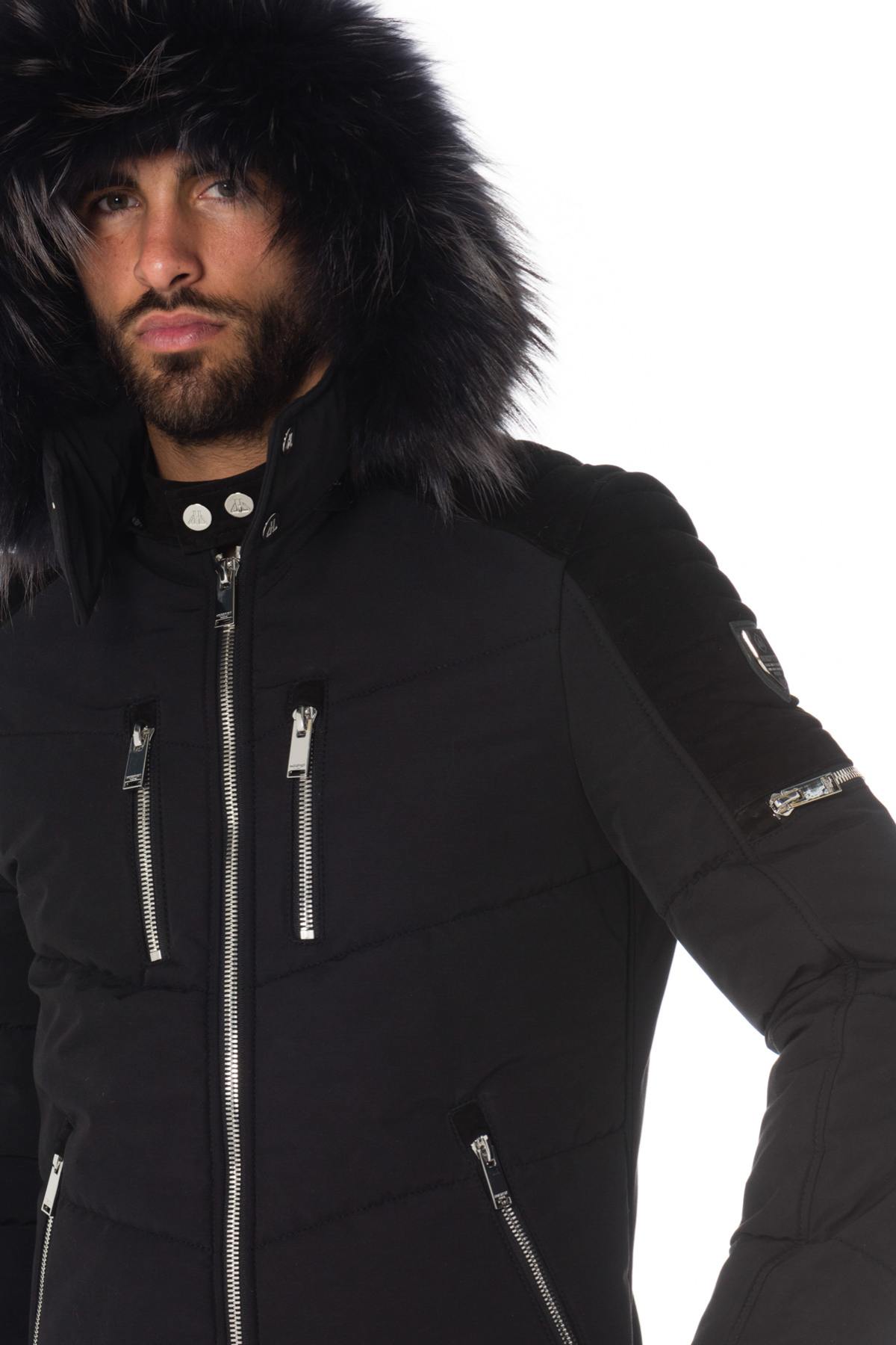 Horspist black down jacket with suede inserts - Image n°6