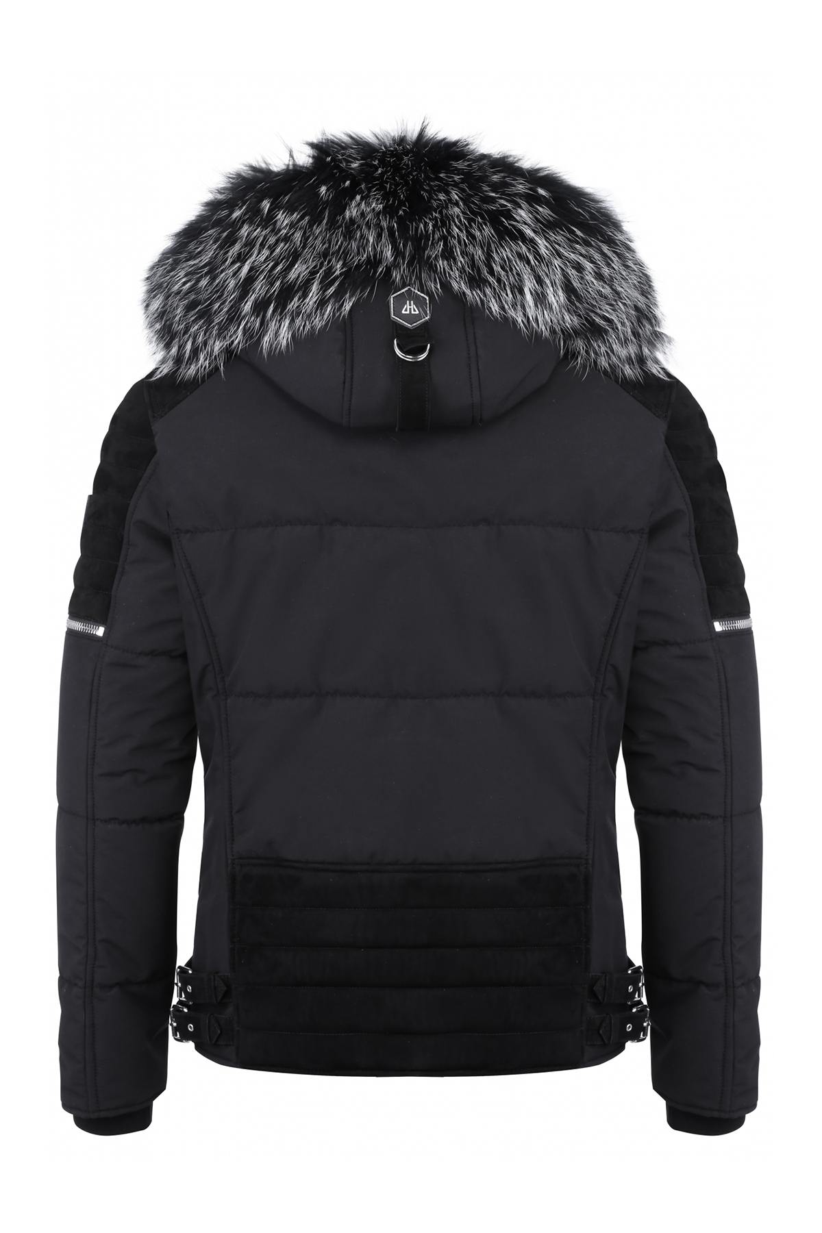 Horspist black down jacket with suede inserts - Image n°11