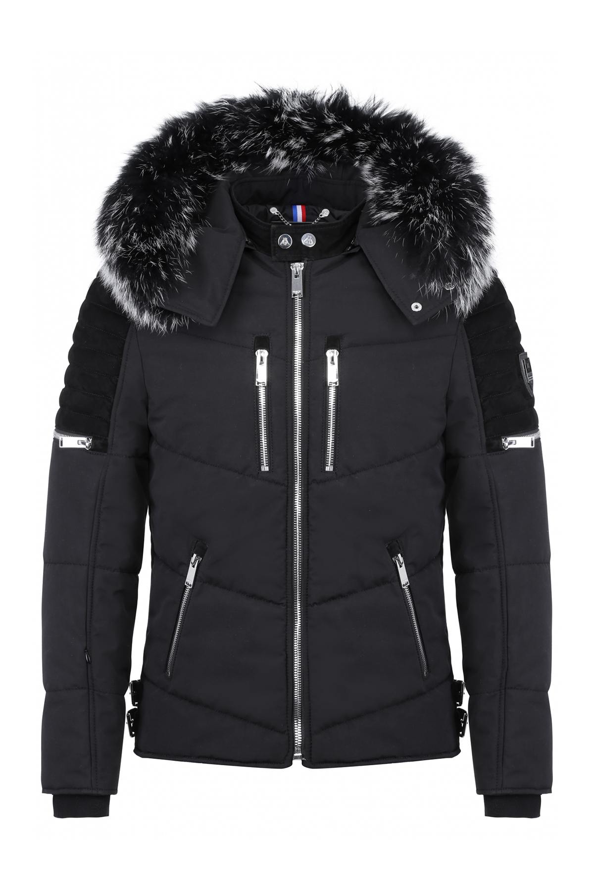 Horspist black down jacket with suede inserts - Image n°3