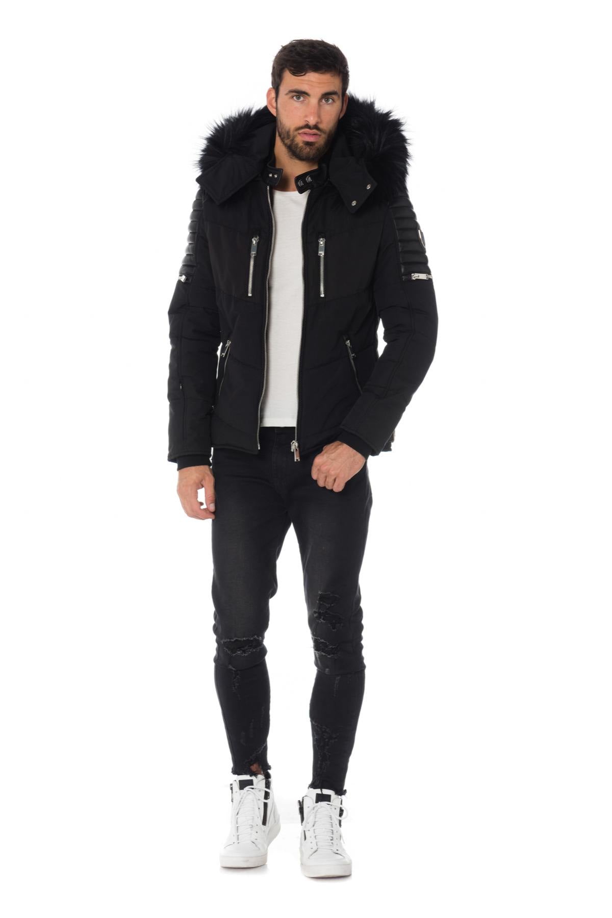 Horspist black down jacket with black collar - Image n°2