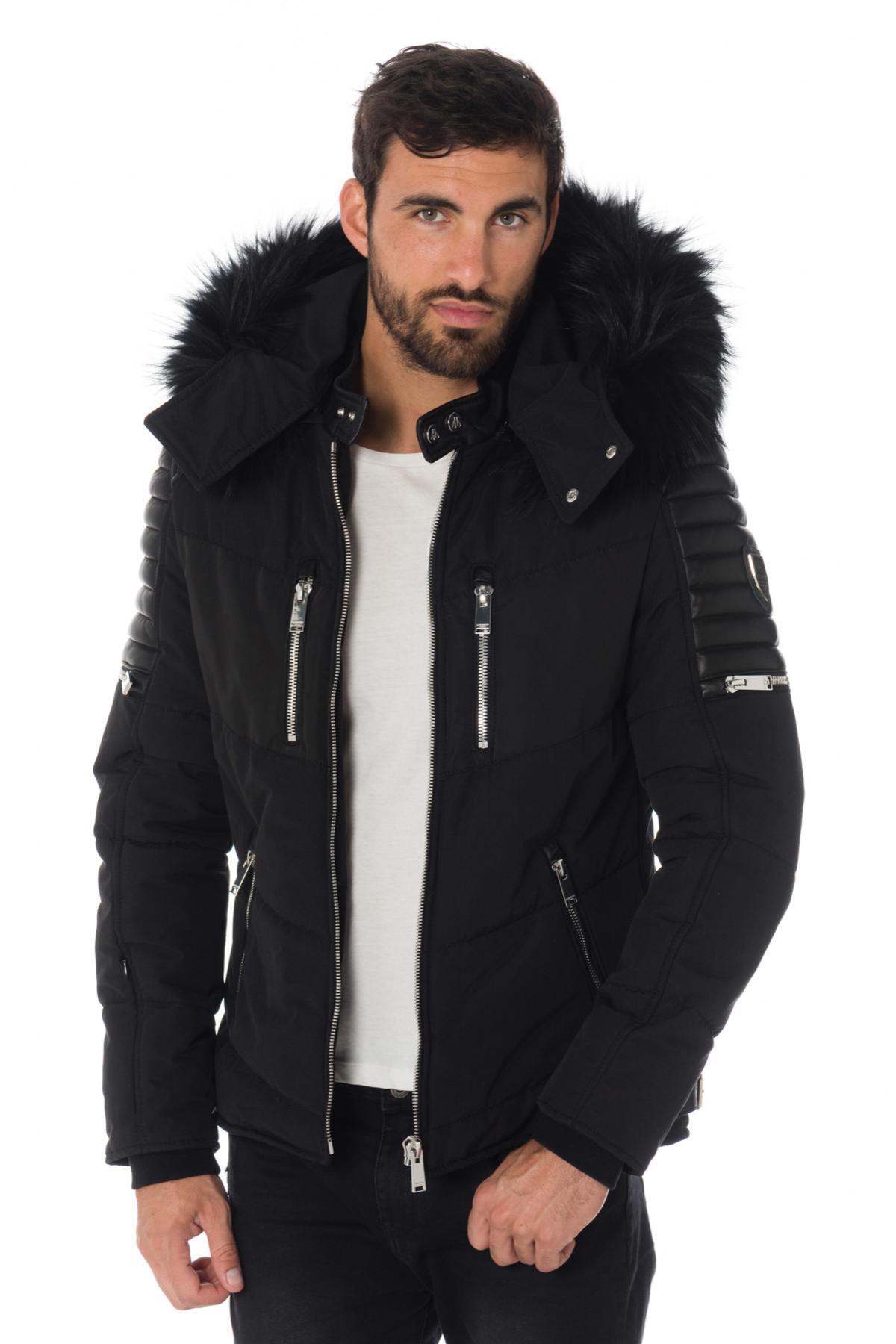 Horspist black down jacket with black collar - Image n°5