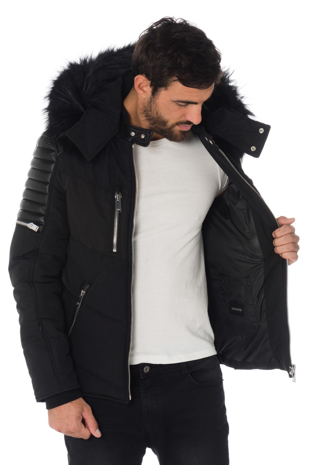 Horspist black down jacket with black collar - Image n°6