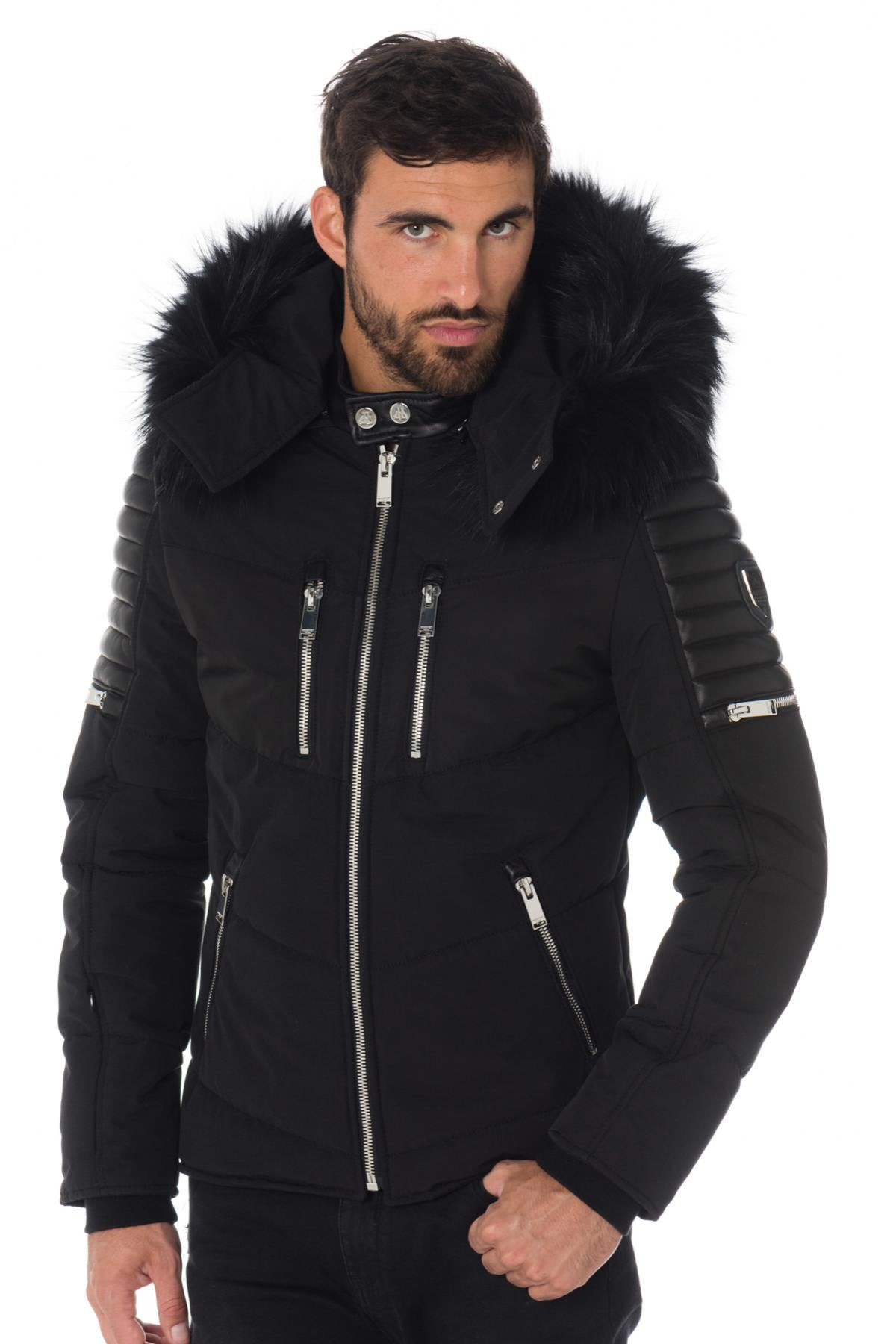 Horspist black down jacket with black collar - Image n°3