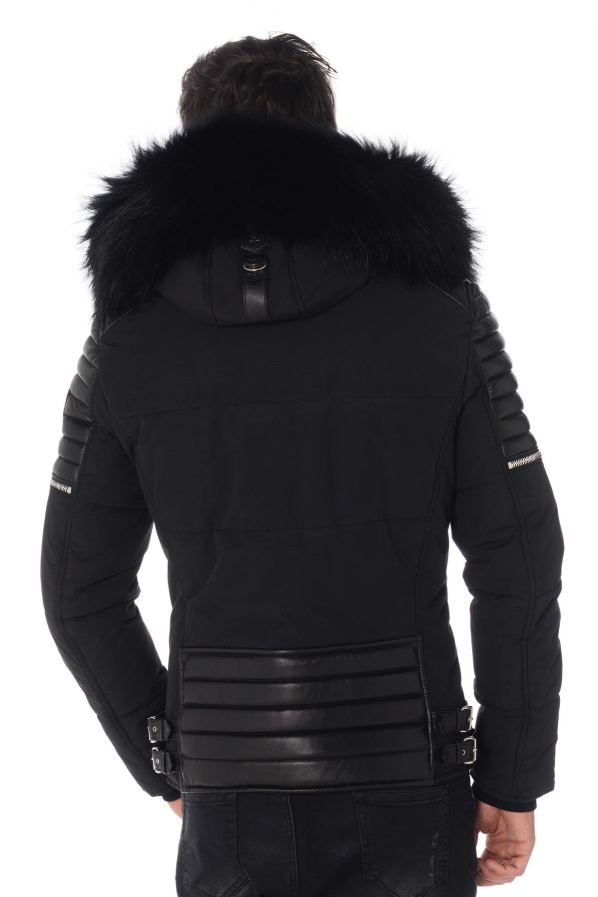 Horspist black down jacket with black collar - Image n°4