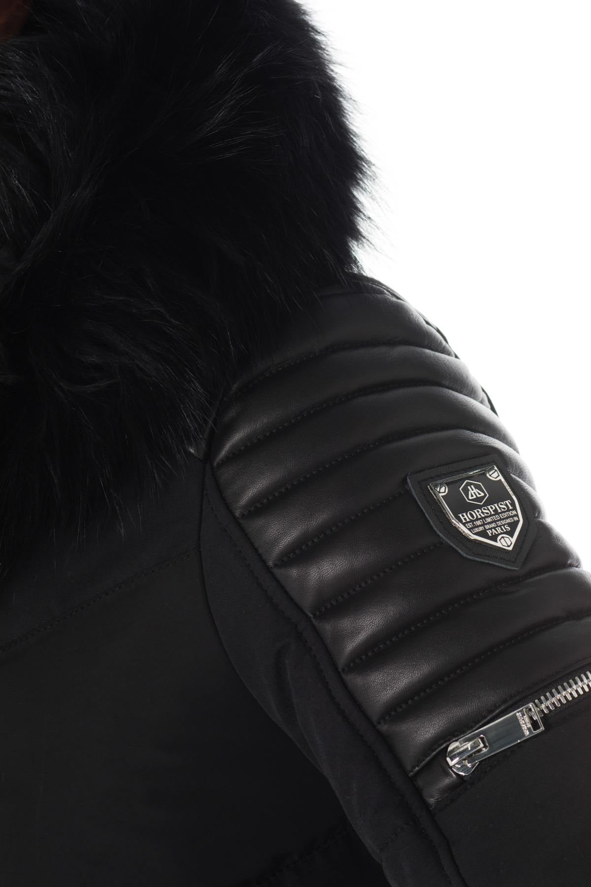 Horspist black down jacket with black collar - Image n°7