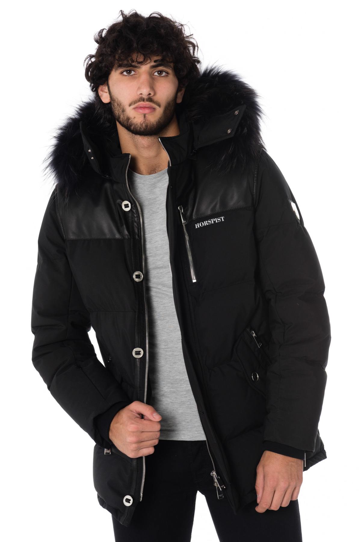 Horspist men's black down jacket with black collar - Image n°4