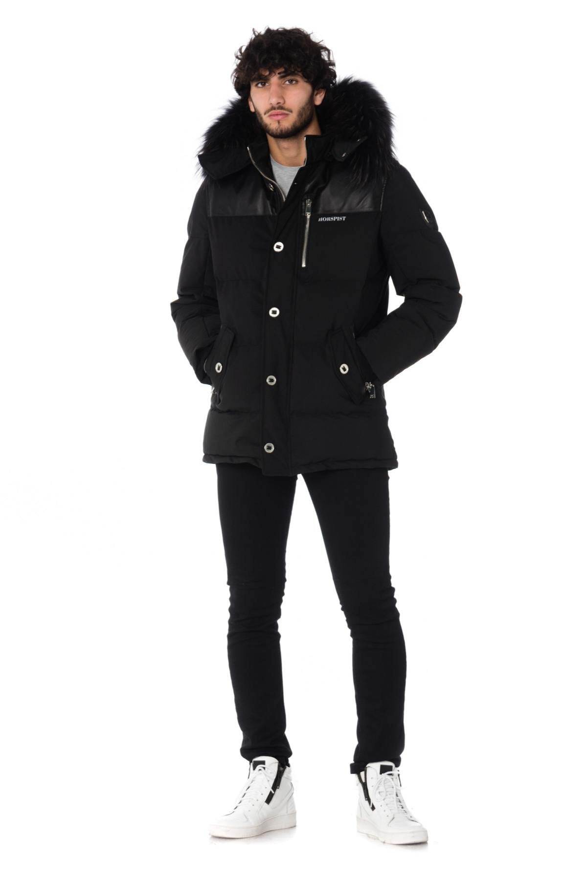 Horspist men's black down jacket with black collar - Image n°2