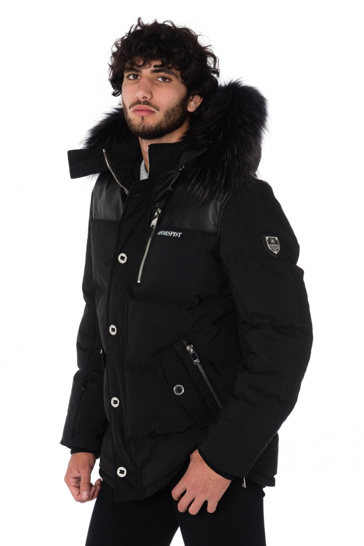 Horspist men's black down jacket with black collar - Image n°9