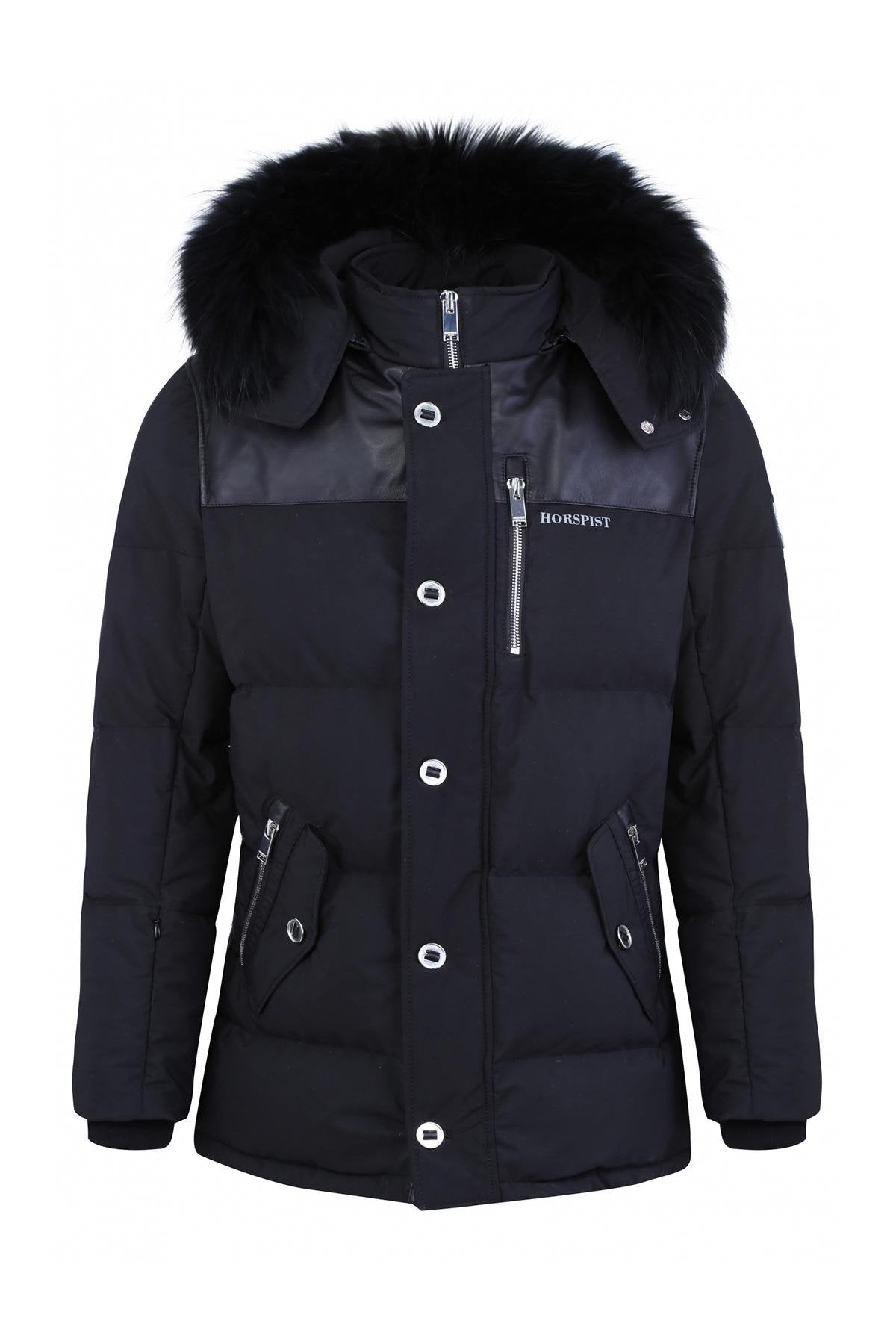 Horspist men's black down jacket with black collar - Image n°3