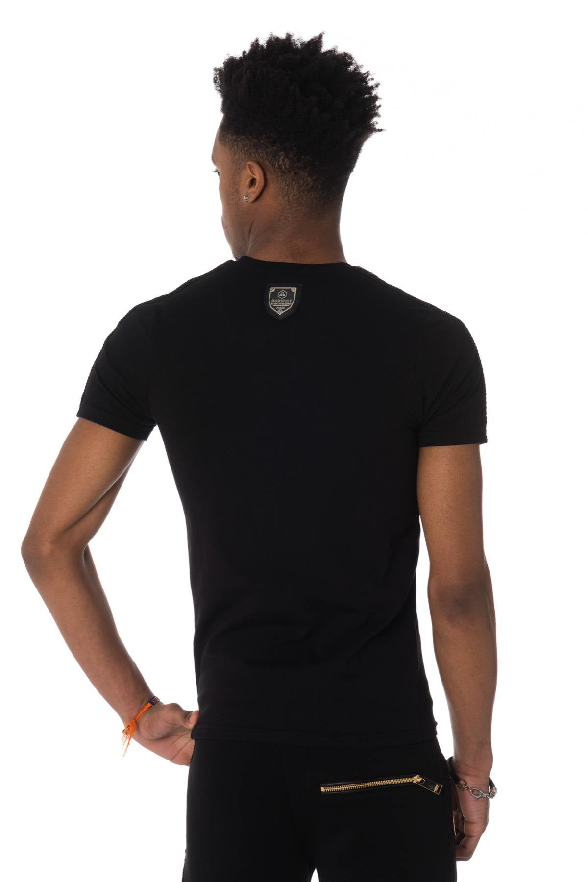 Plain black t-shirt with embroidery - Image n°3