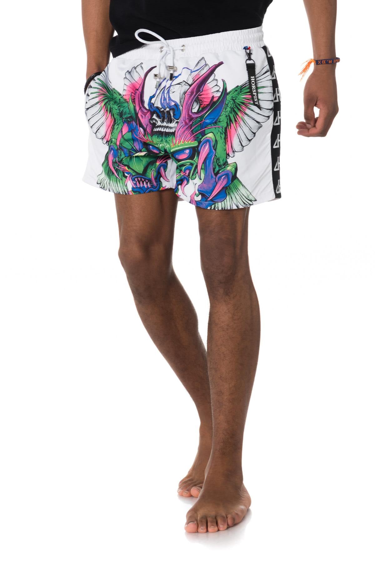 White printed swim shorts - Image n°1