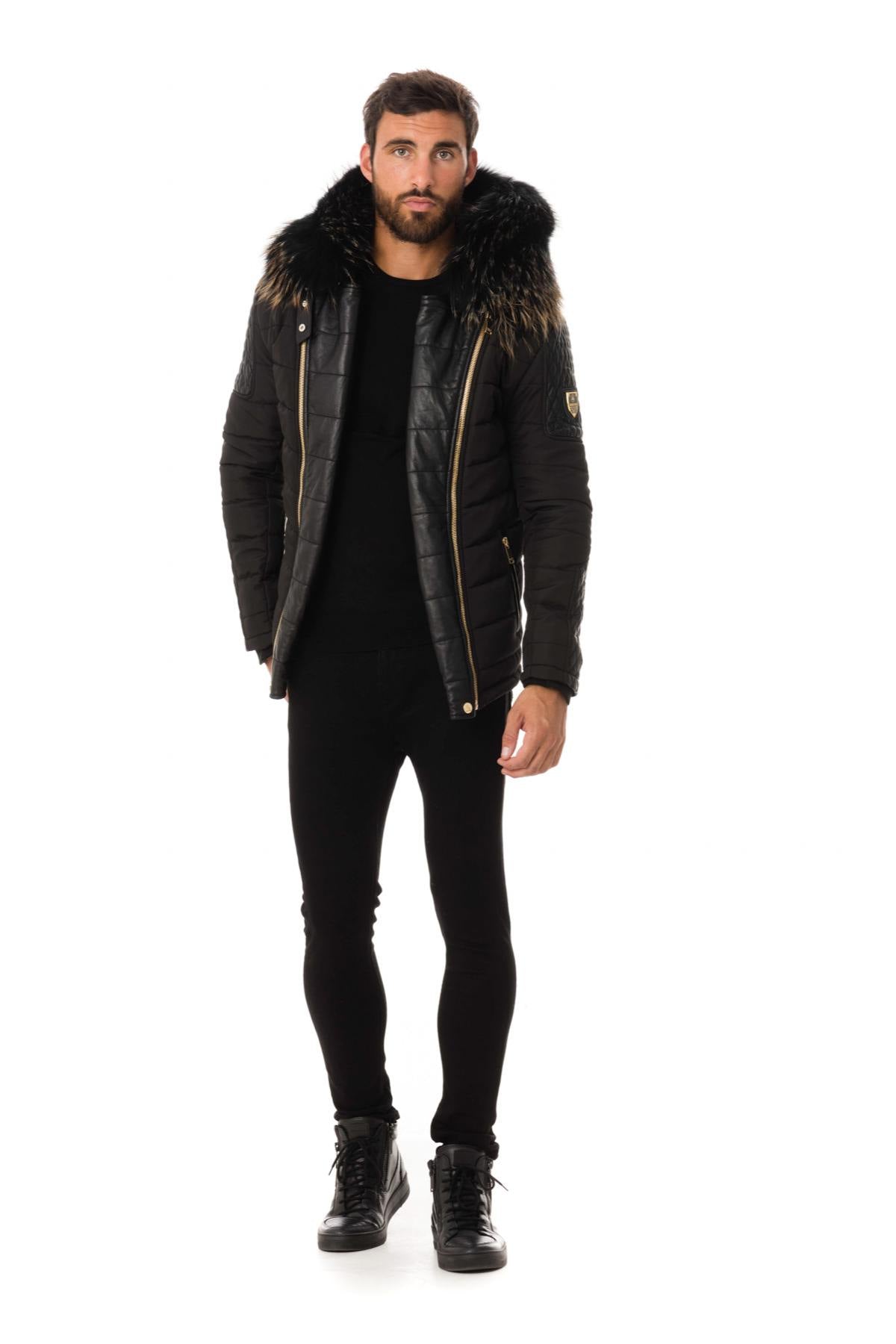 Horspist men's black and gold down jacket - Image n°3