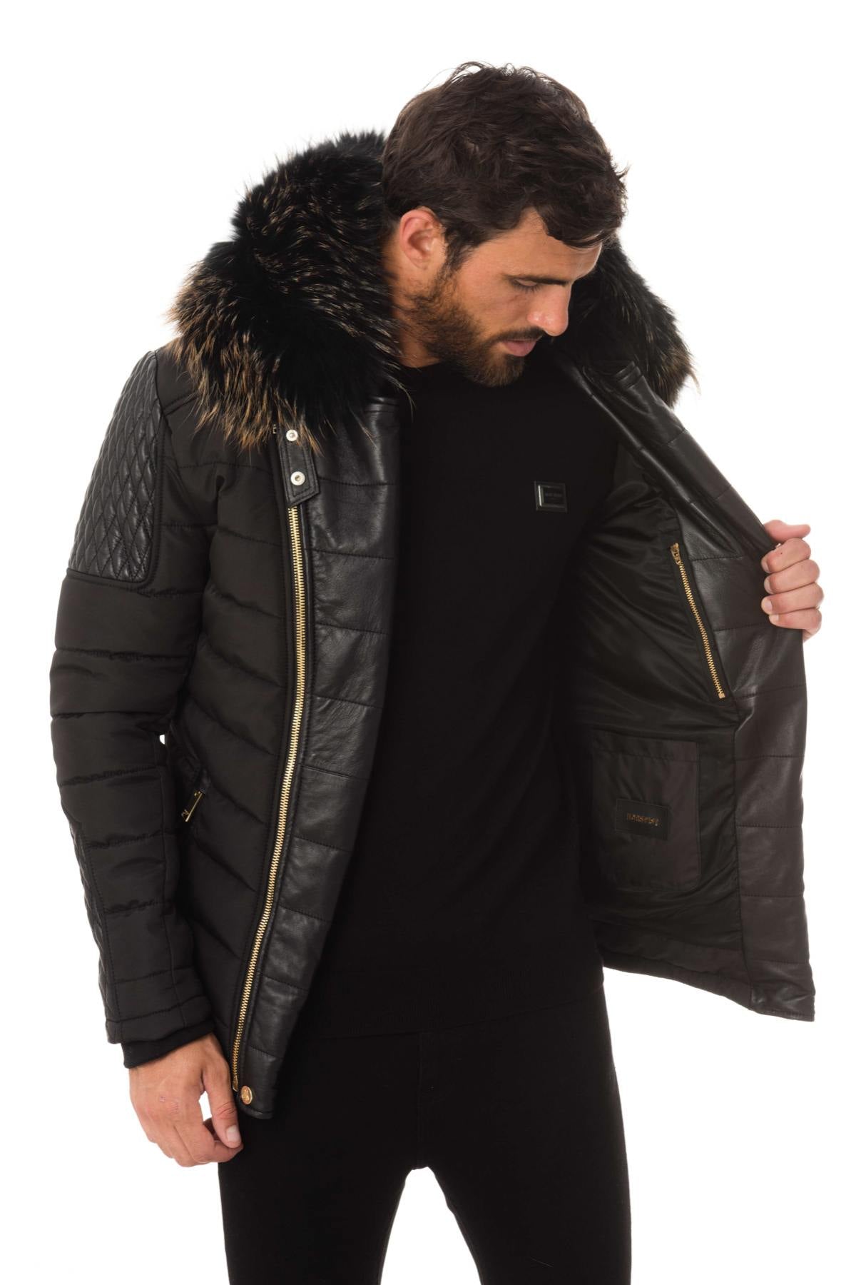 Horspist men's black and gold down jacket - Image n°8