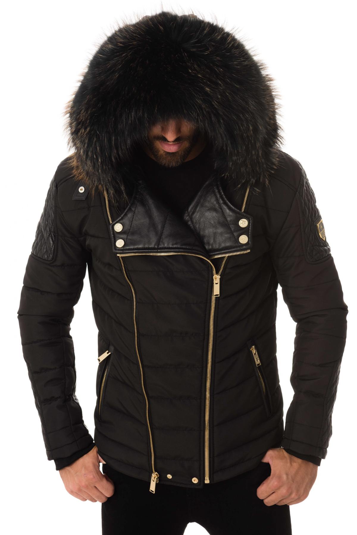 Horspist men's black and gold down jacket - Image n°2