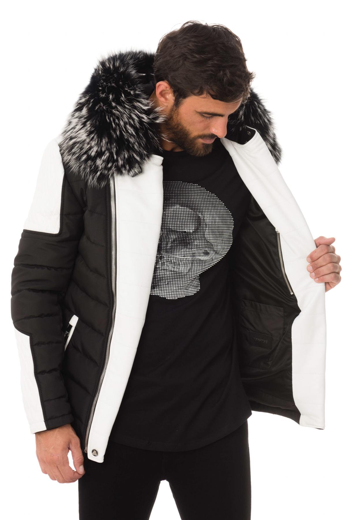 Horspist black/white down jacket with silver collar - Image n°10