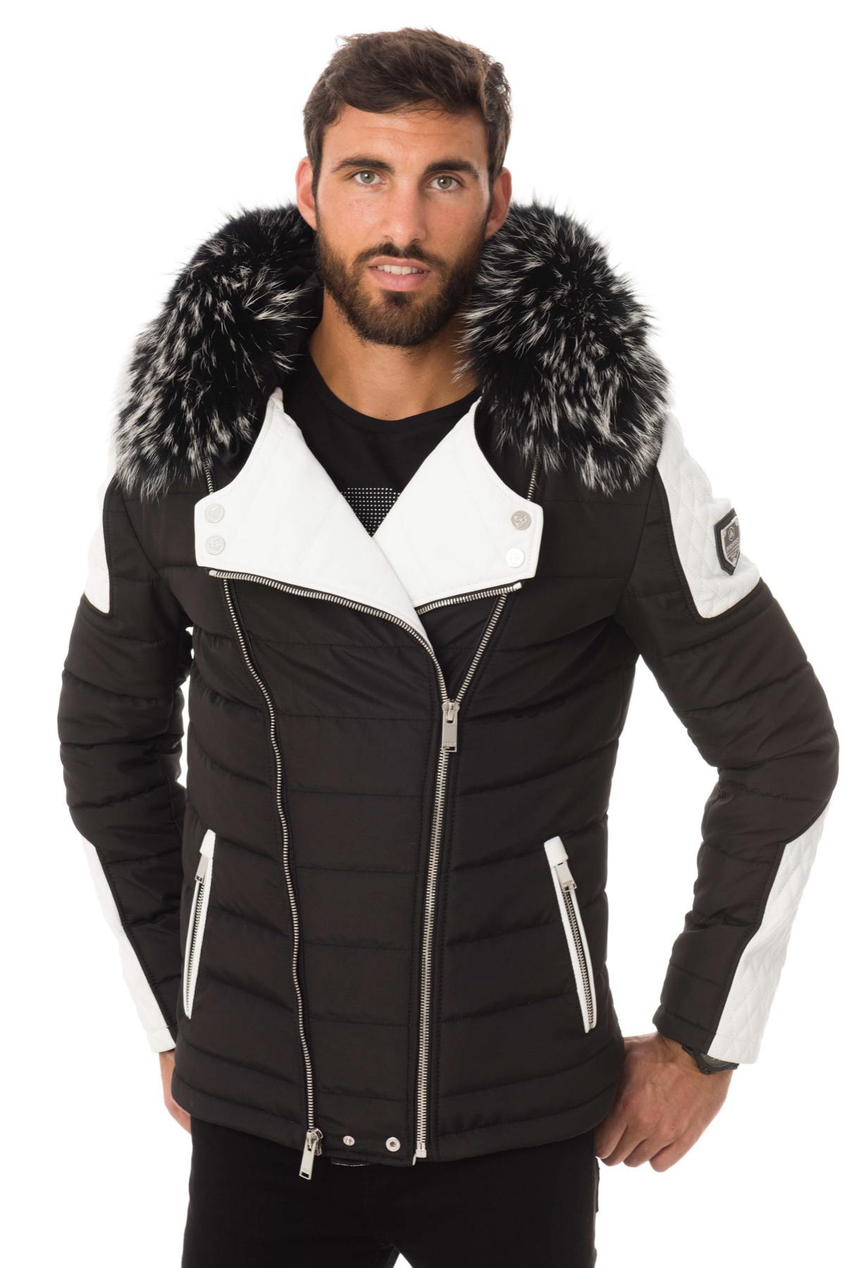 Horspist black/white down jacket with silver collar - Image n°5