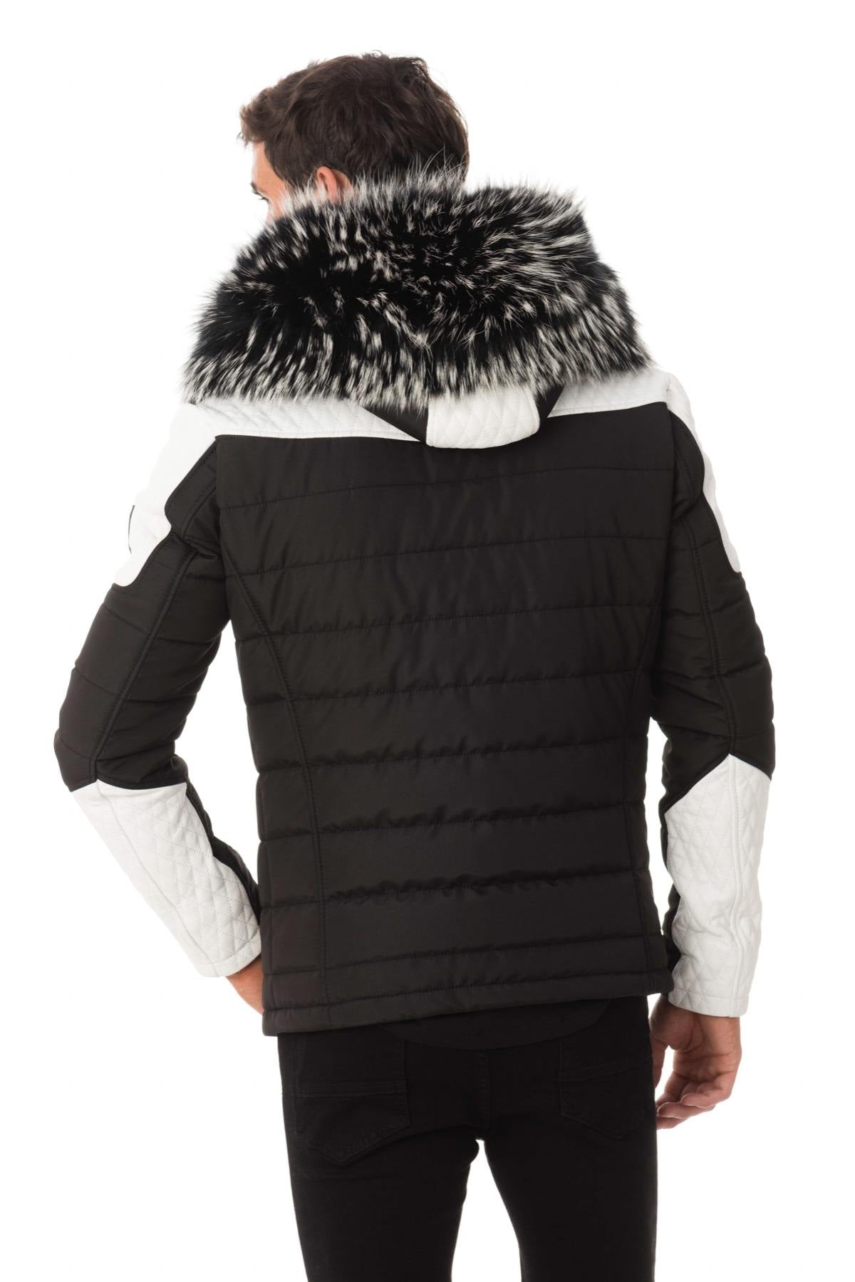 Horspist black/white down jacket with silver collar - Image n°6