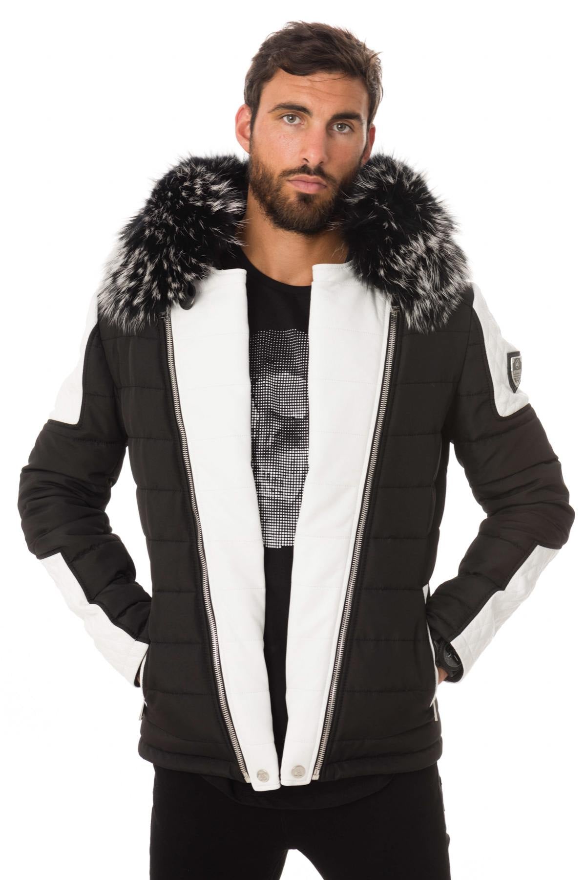 Horspist black/white down jacket with silver collar - Image n°4