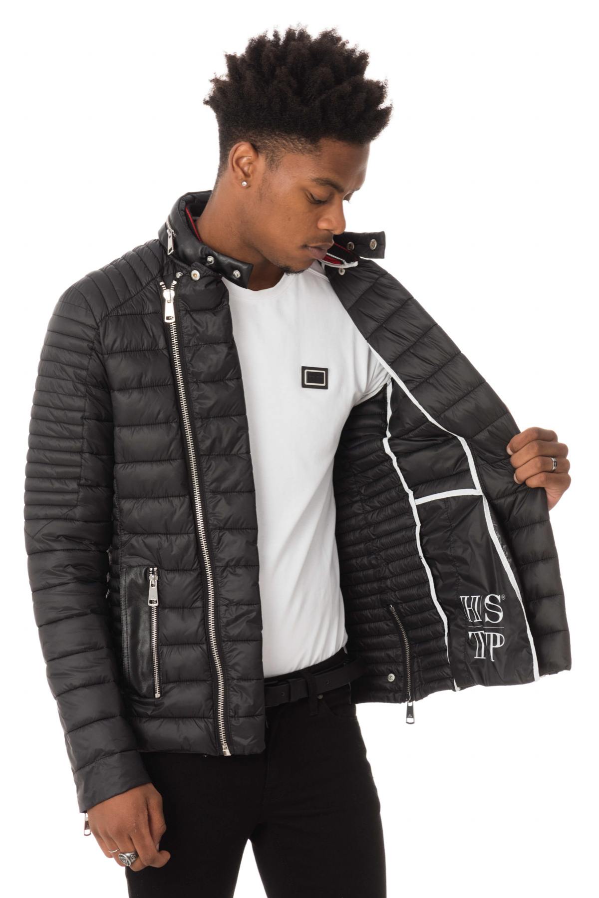 Fine black down jacket with round neck - Image n°7