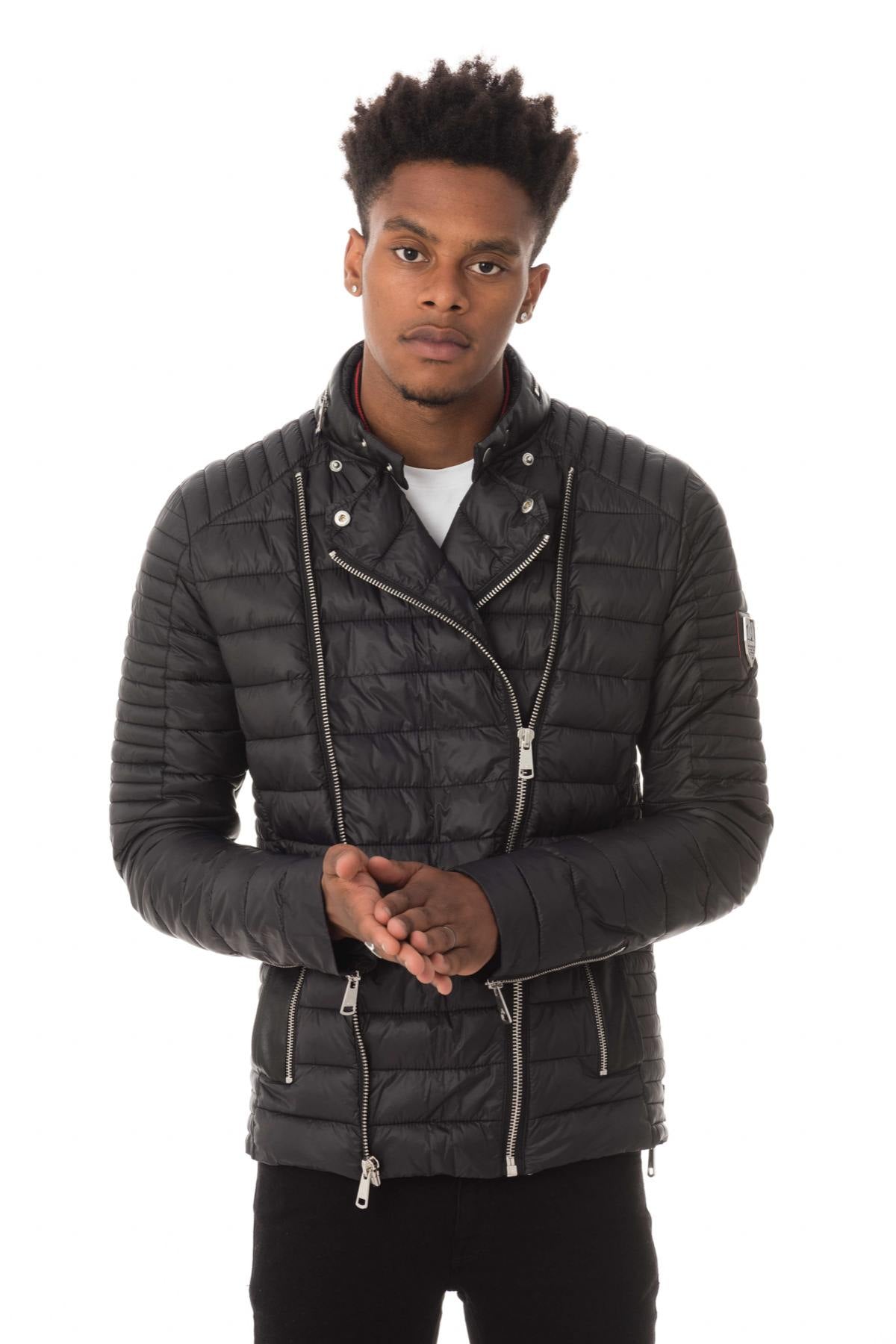 Fine black down jacket with round neck - Image n°4