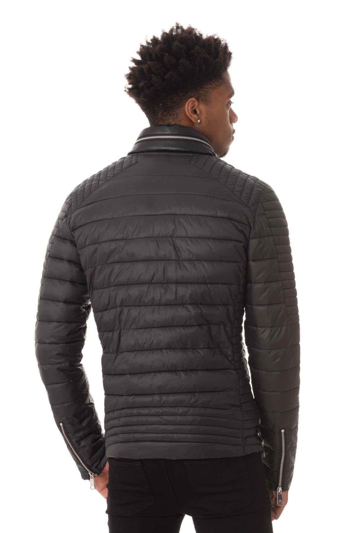 Fine black down jacket with round neck - Image n°8