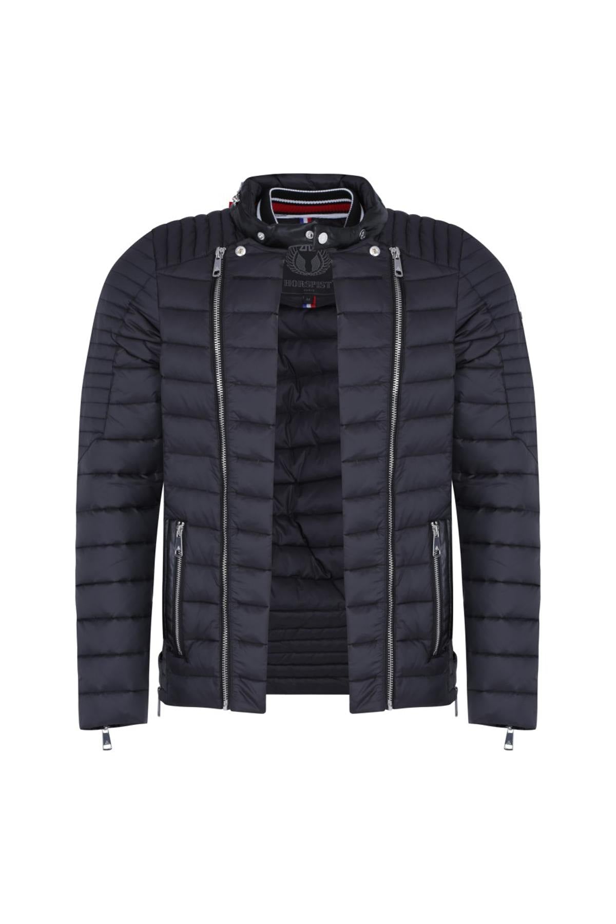 Fine black down jacket with round neck - Image n°3