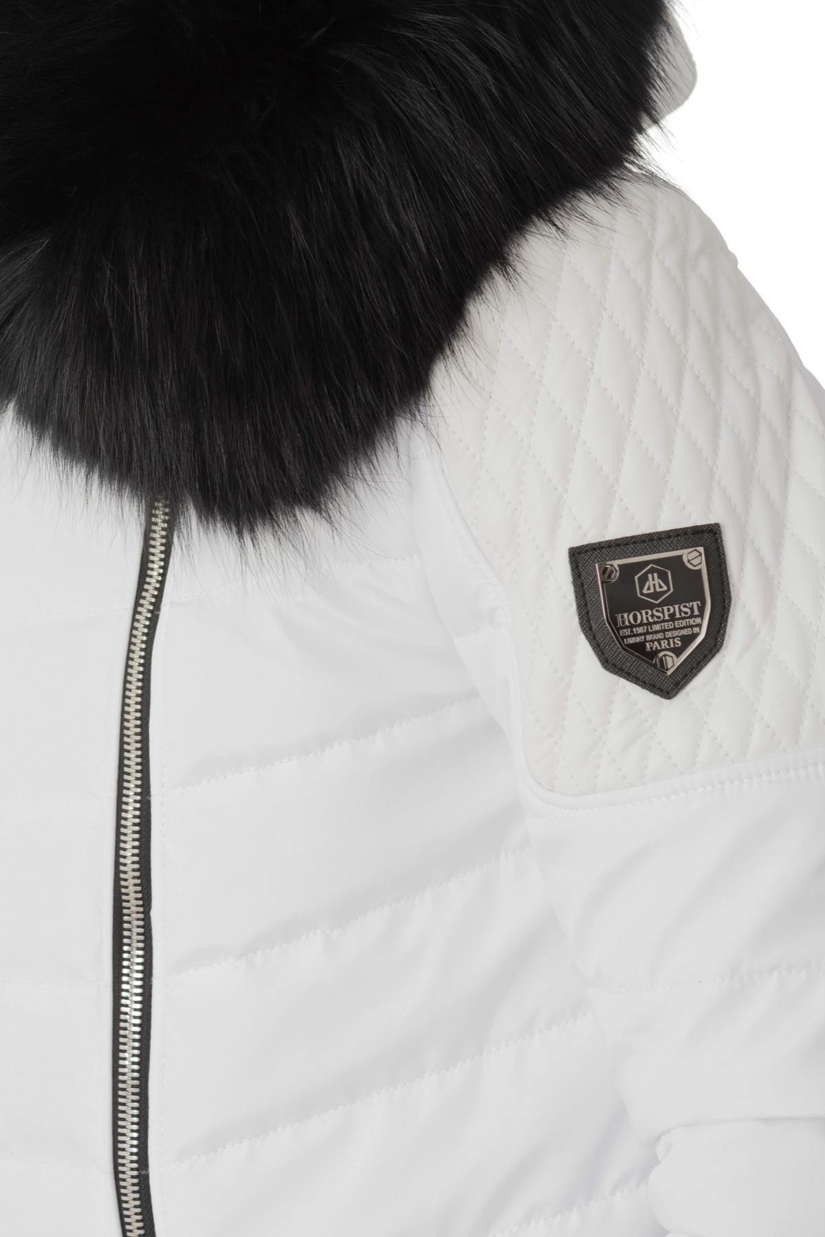 Horspist white bi-material down jacket with black fur - Image n°8