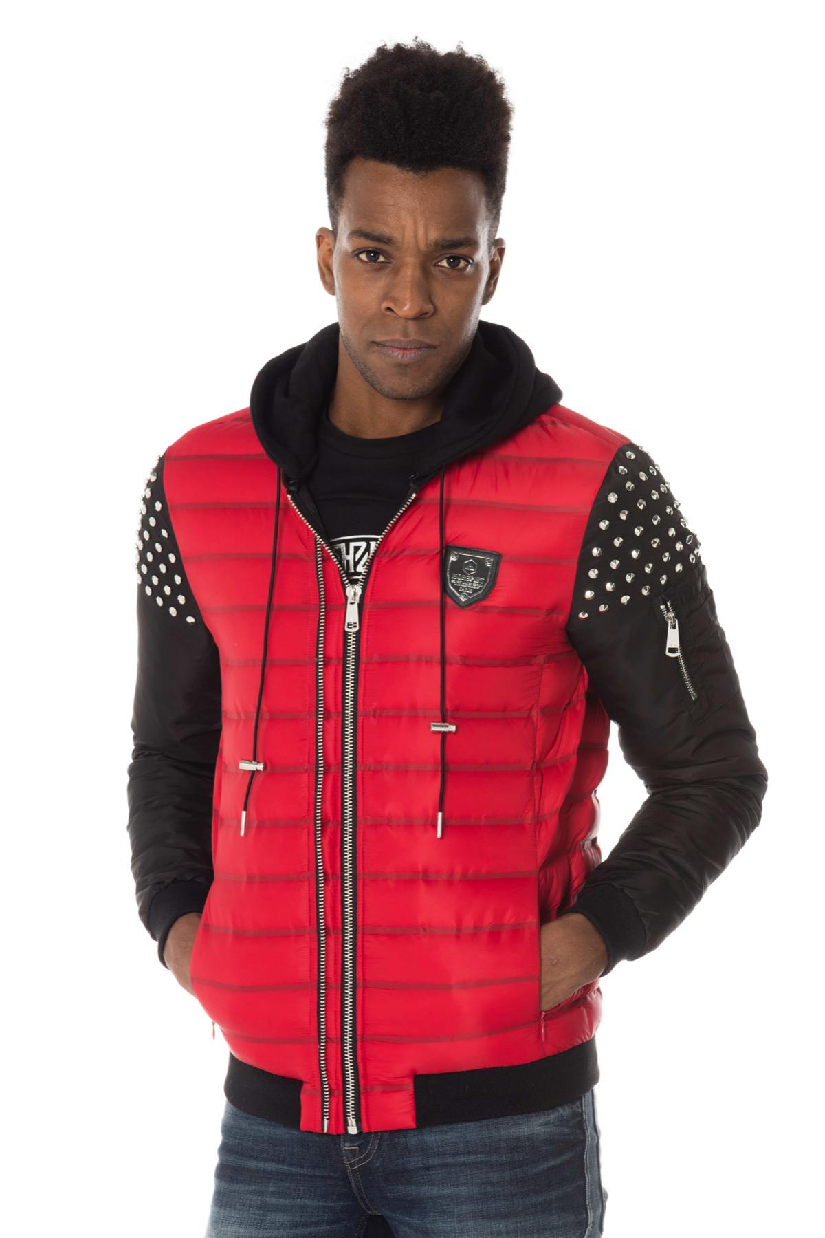 Horspist down jacket with removable hood and stud sleeves - Image n°1