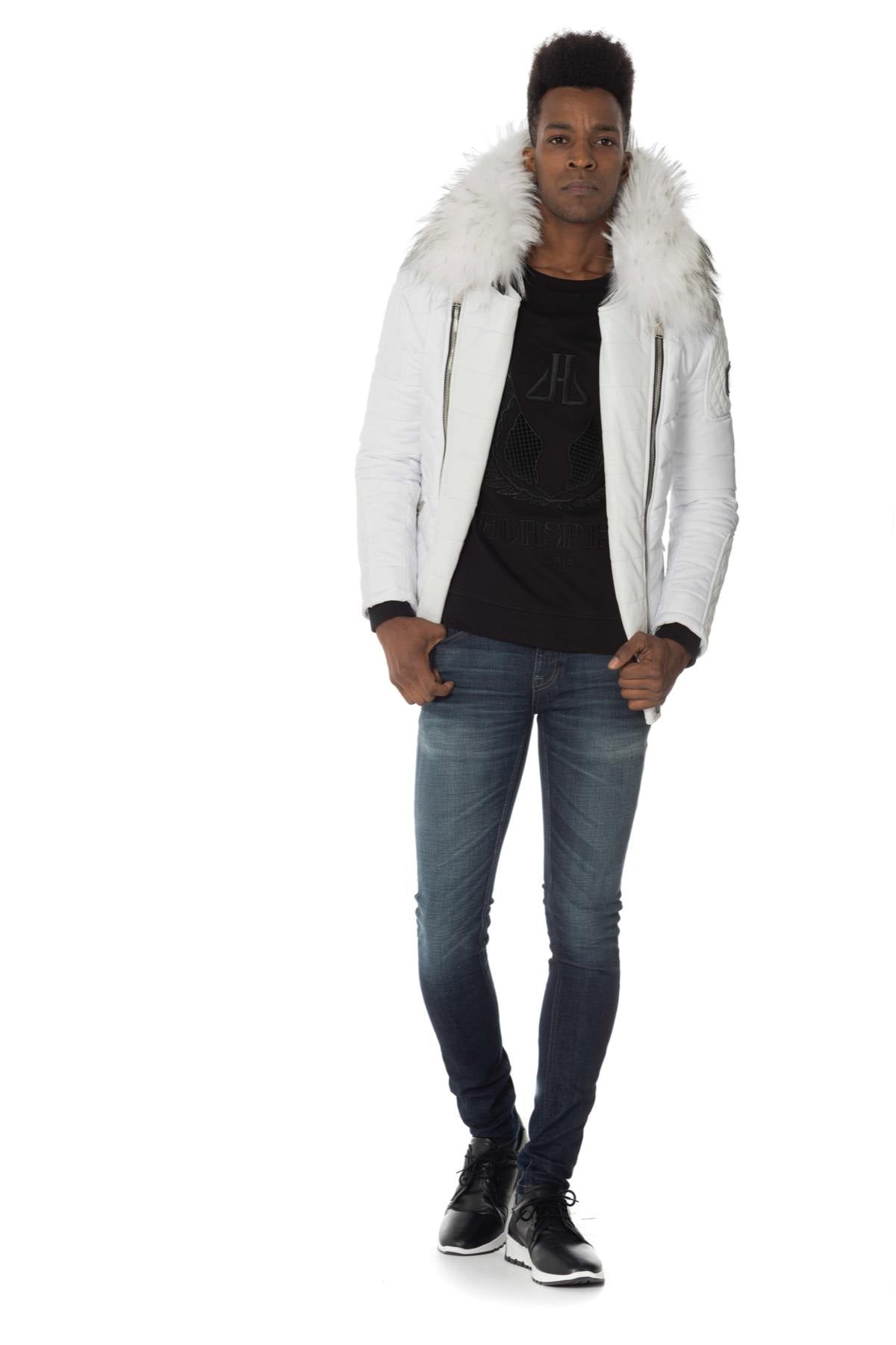 Horspist men's white down jacket with white collar - Image n°2