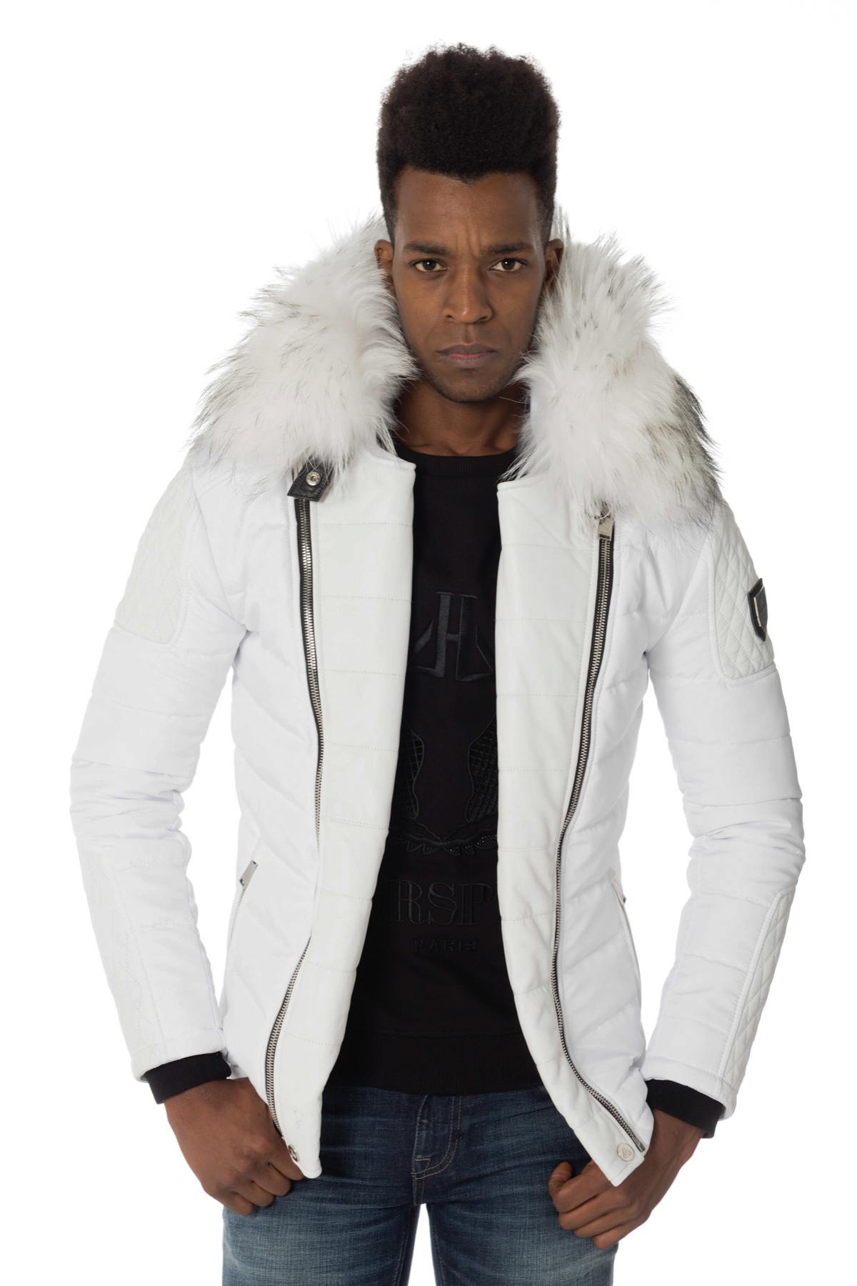 Horspist men's white down jacket with white collar - Image n°5