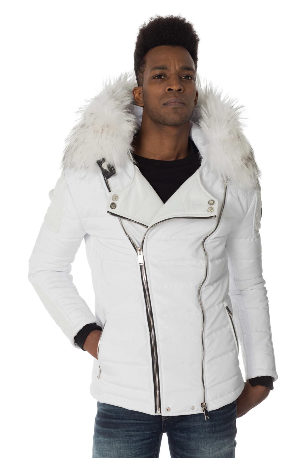 Horspist men's white down jacket with white collar - Image n°1