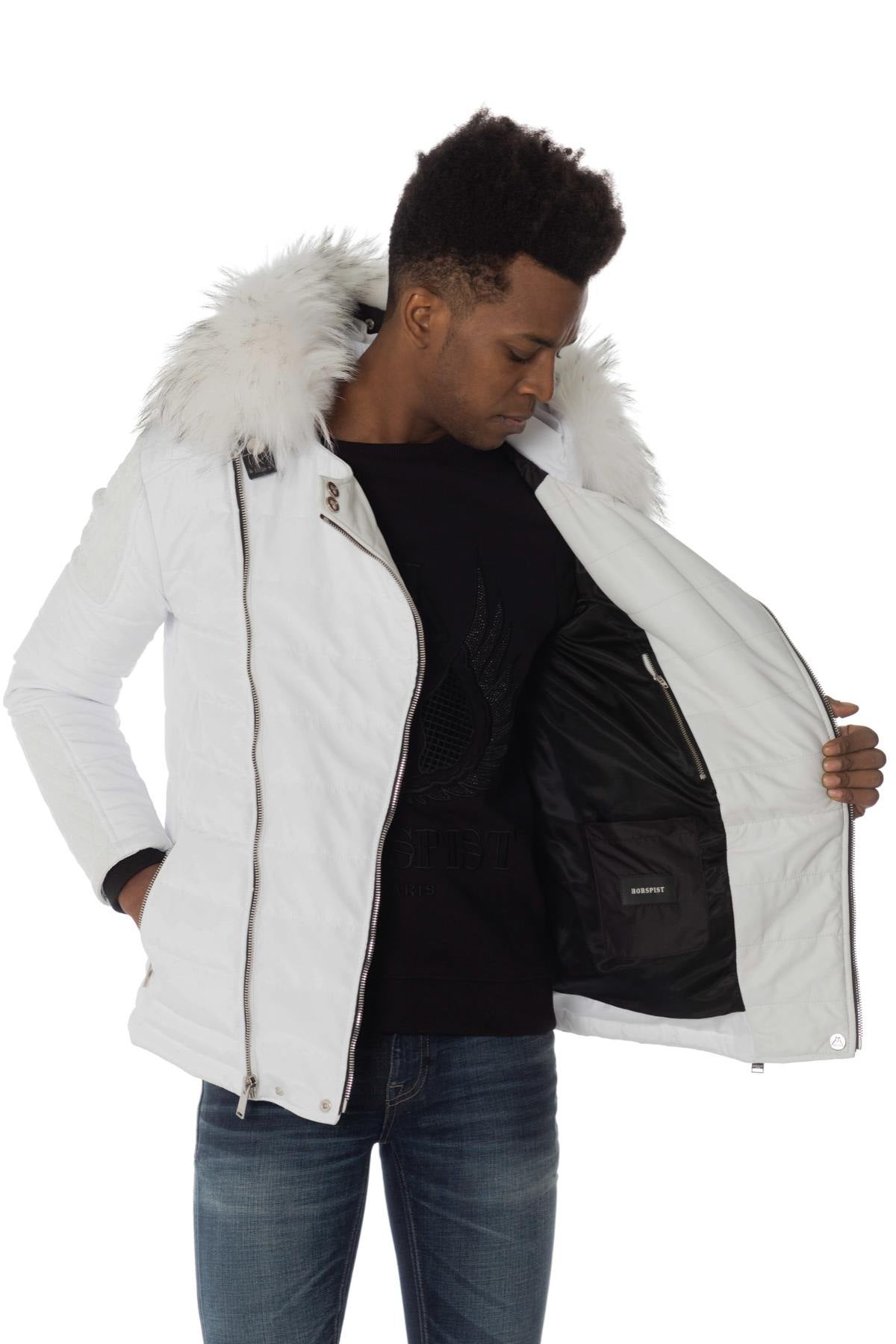 Horspist men's white down jacket with white collar - Image n°7