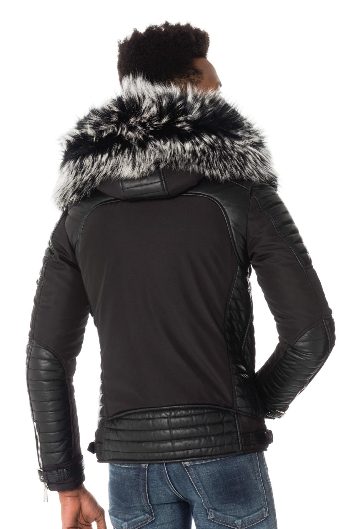 Horspist men's black down jacket with silver collar - Image n°4