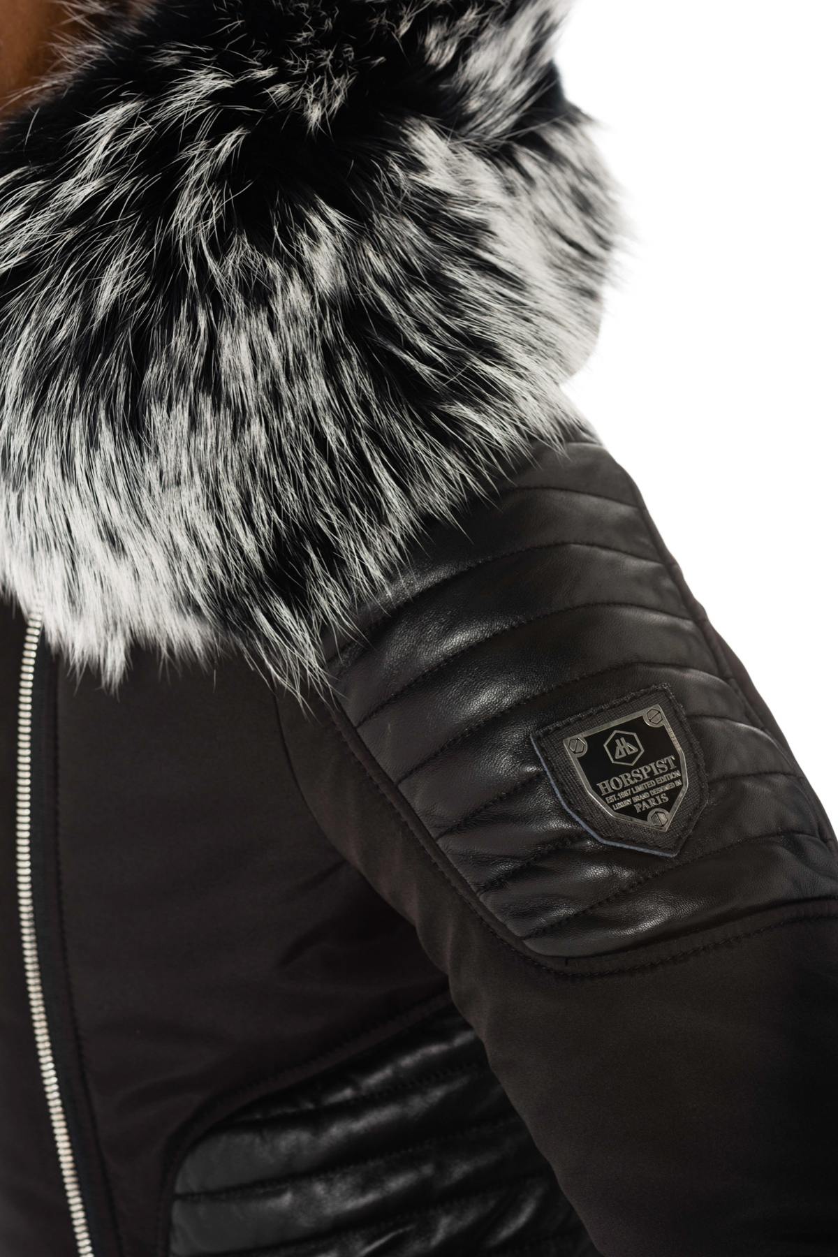 Horspist men's black down jacket with silver collar - Image n°6