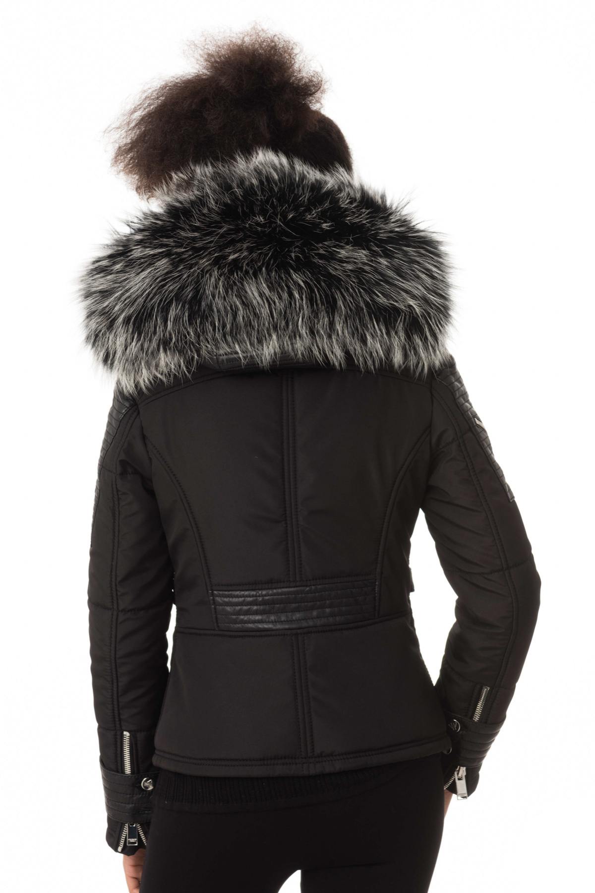 Black down jacket with silver collar - Image n°6