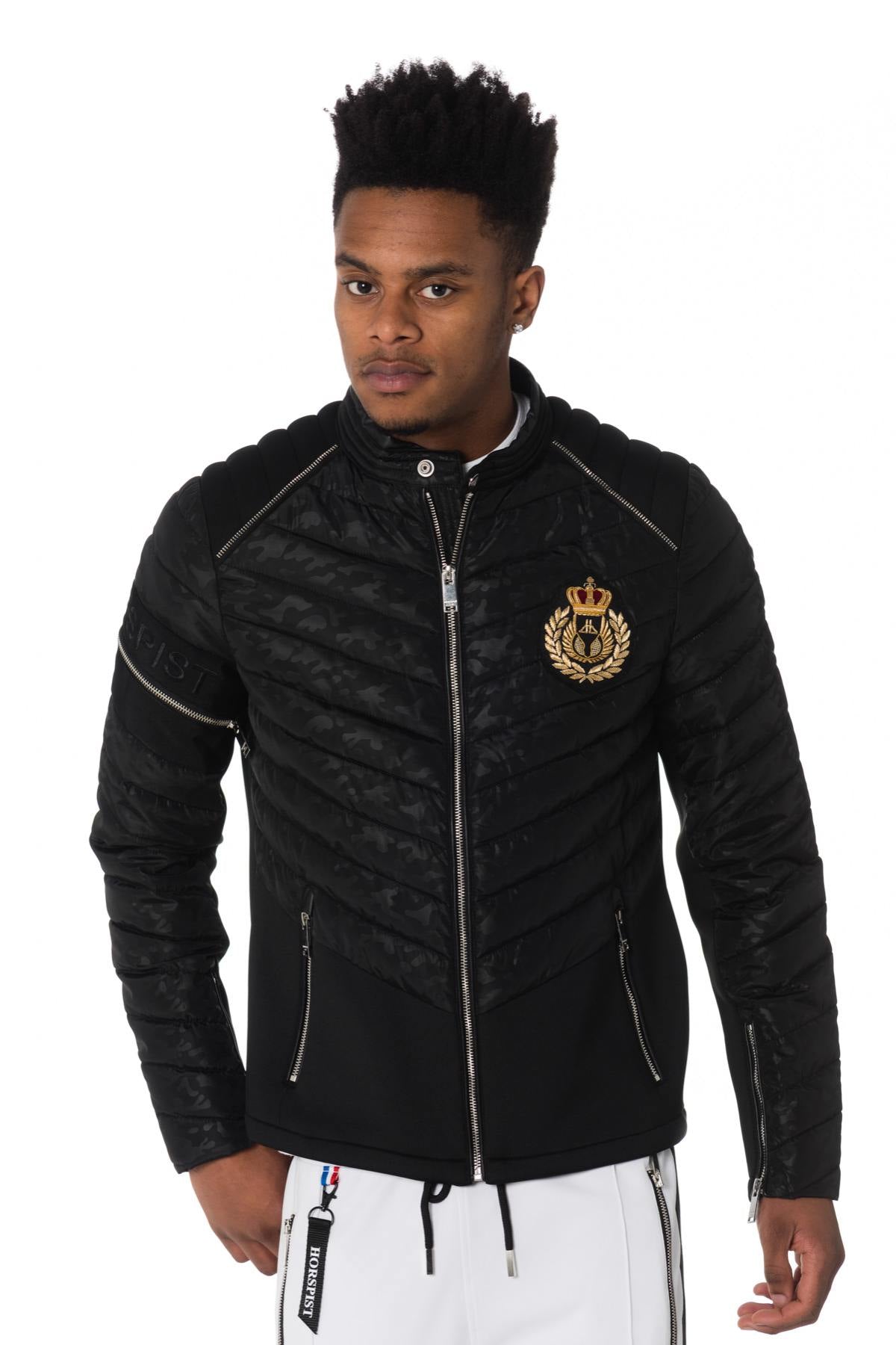 Black textile jacket with badge - Image n°1